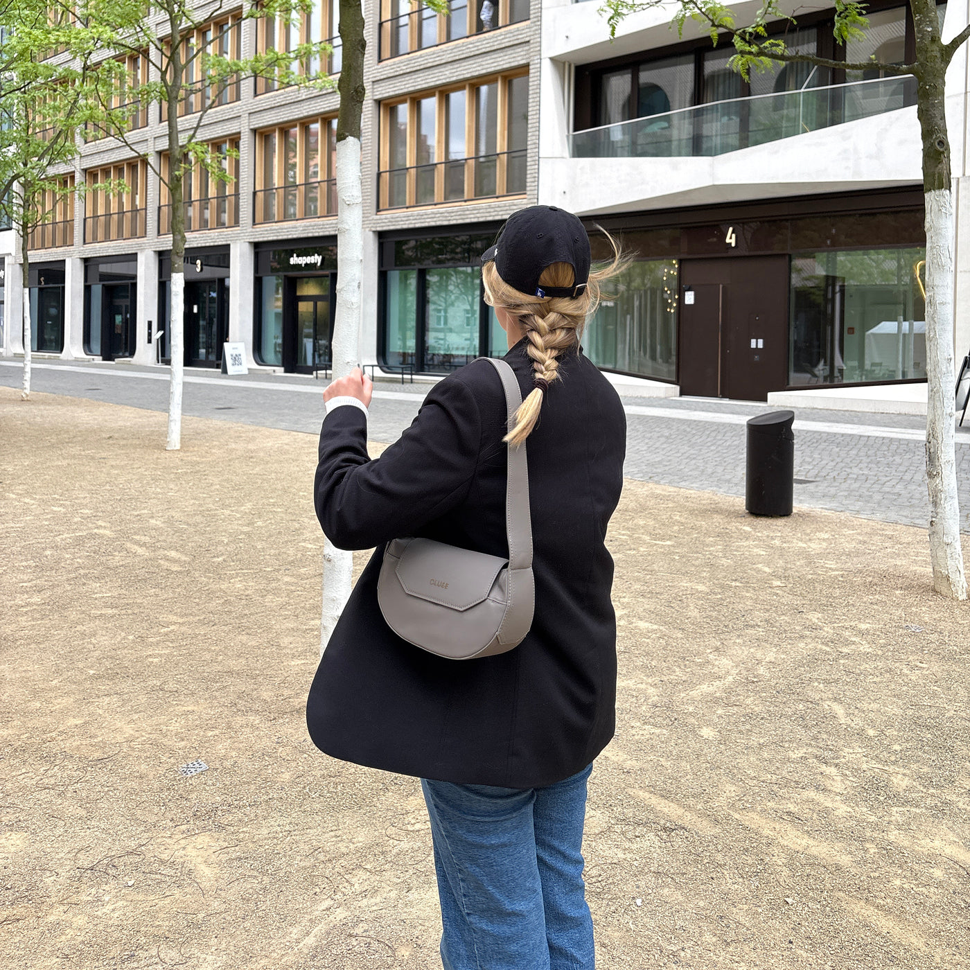 Sacroisé Petite Crossbody Bag, Dark Grey, Gold Colour、mySite、botmansion