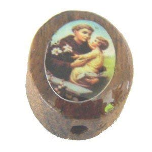  St. Anthony Oval wooden medal -enamel (14x11mm -0.55x0.43)、mySite、elrpsem3k