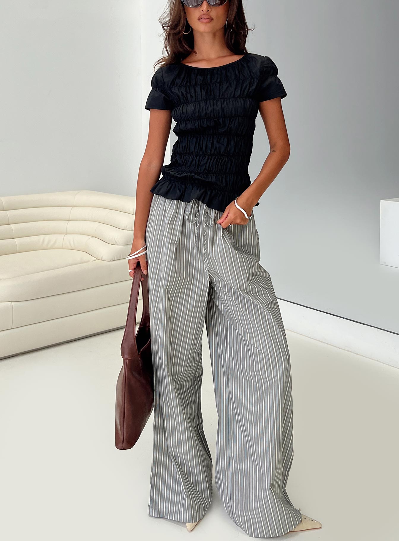 Spoiler Alert Ruched Top Black、mySite、solidvoid