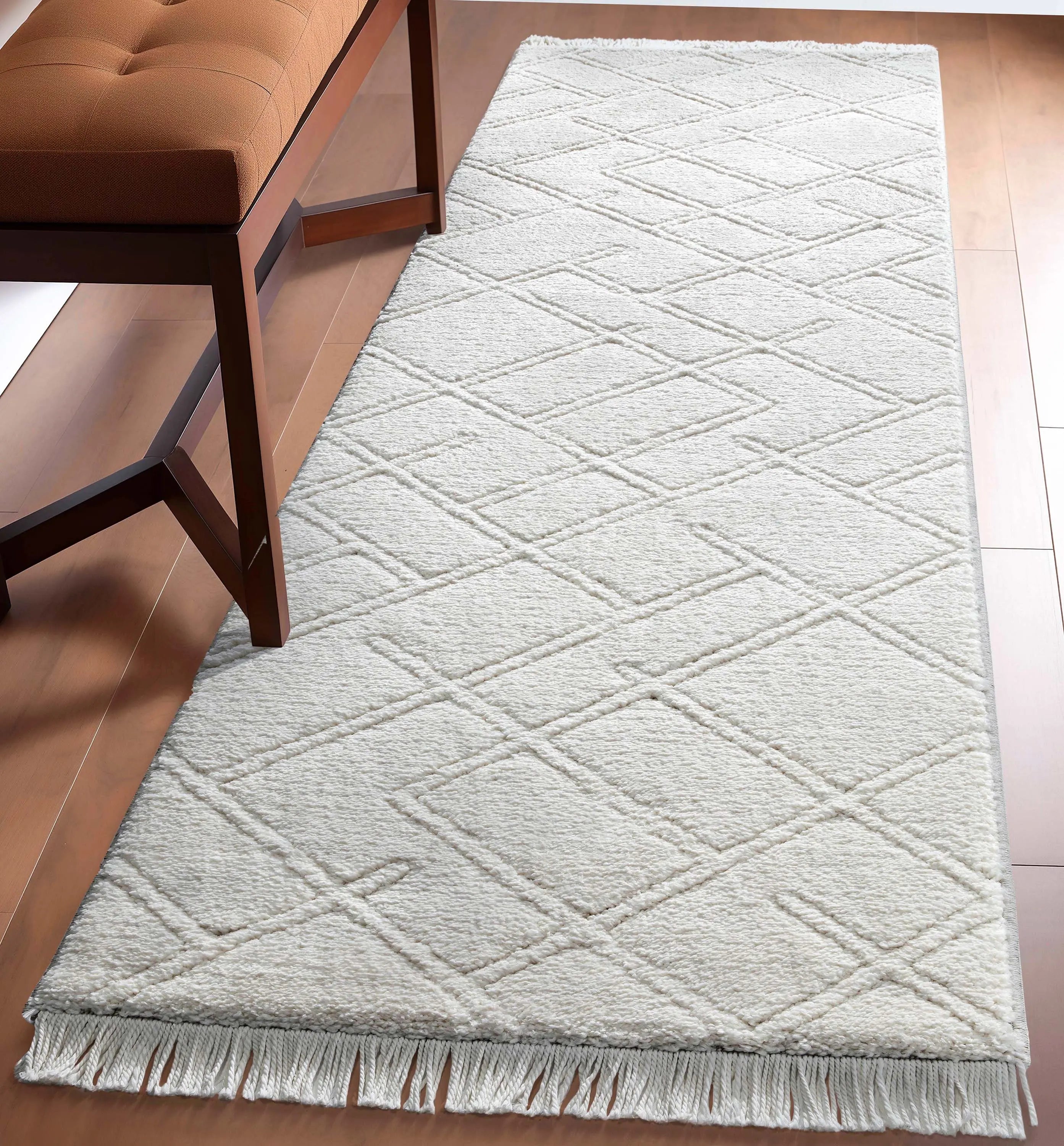 Firth Moroccan Trellis Textured Ivory Ultra Soft High-Low Shag Rug、mySite、gigharbornorthrealestate