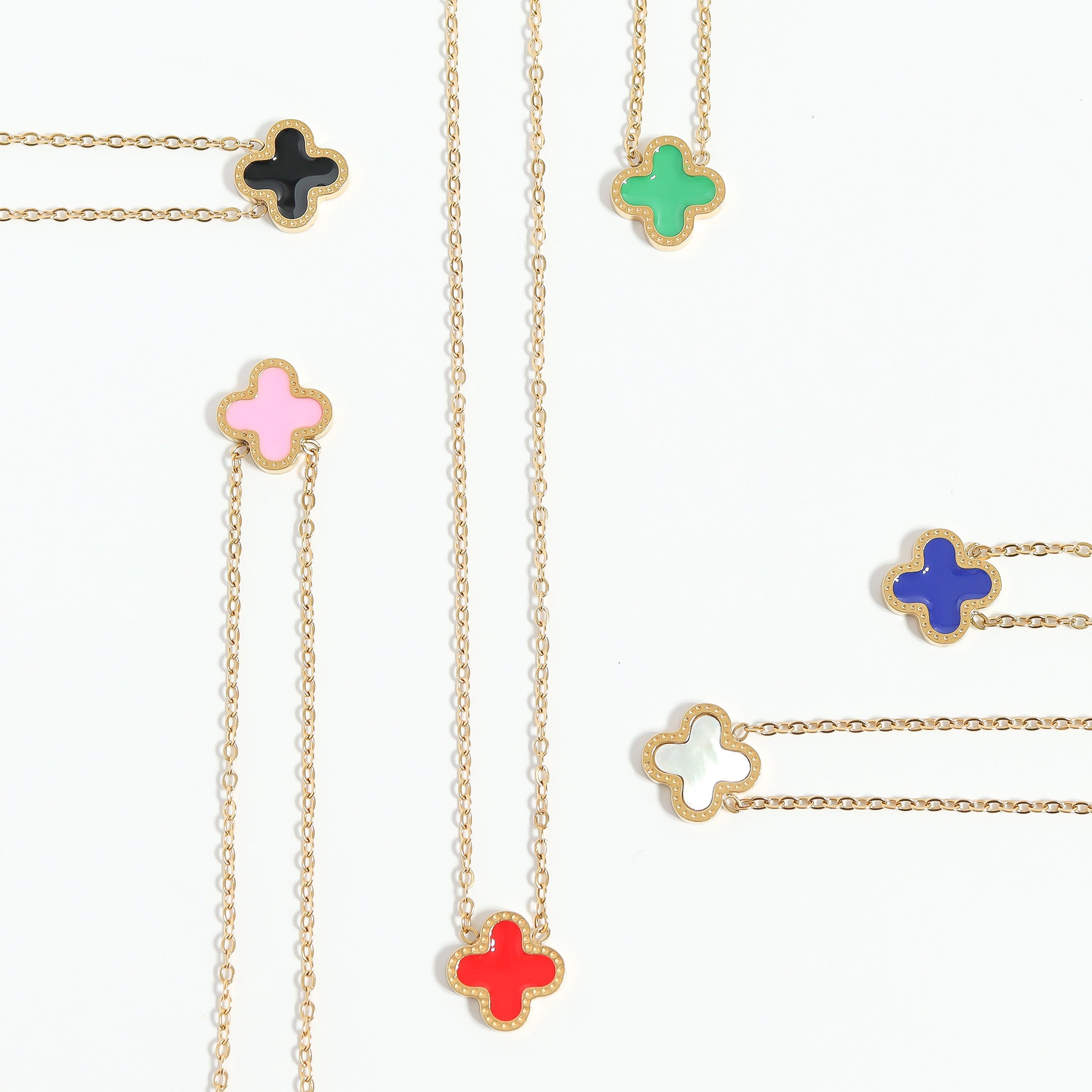 18K Gold PVD Stainless Steel Lucky Clover Charm Necklace / CHN0046、mySite、dreamappss