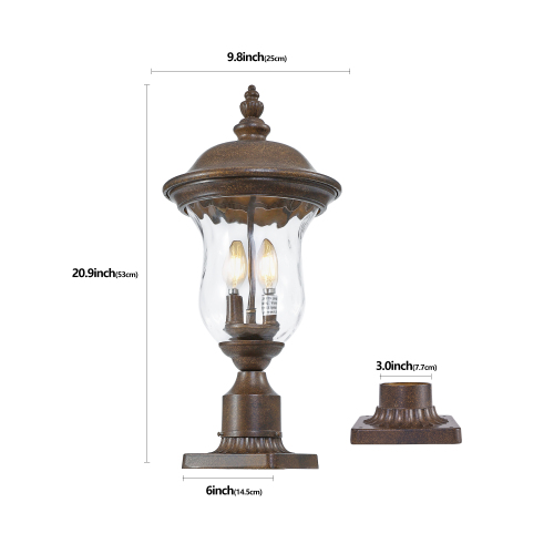 21"(H) Vintage Outdoor Lamp Post Light, Waterproof Garden Patio Lantern with Clear Glass Shade, Classic Bronze Finish, Ideal for Yard, Porch, Walkway, and Driveway Lighting (One Piece & No Bulb)、、eastwooduniform