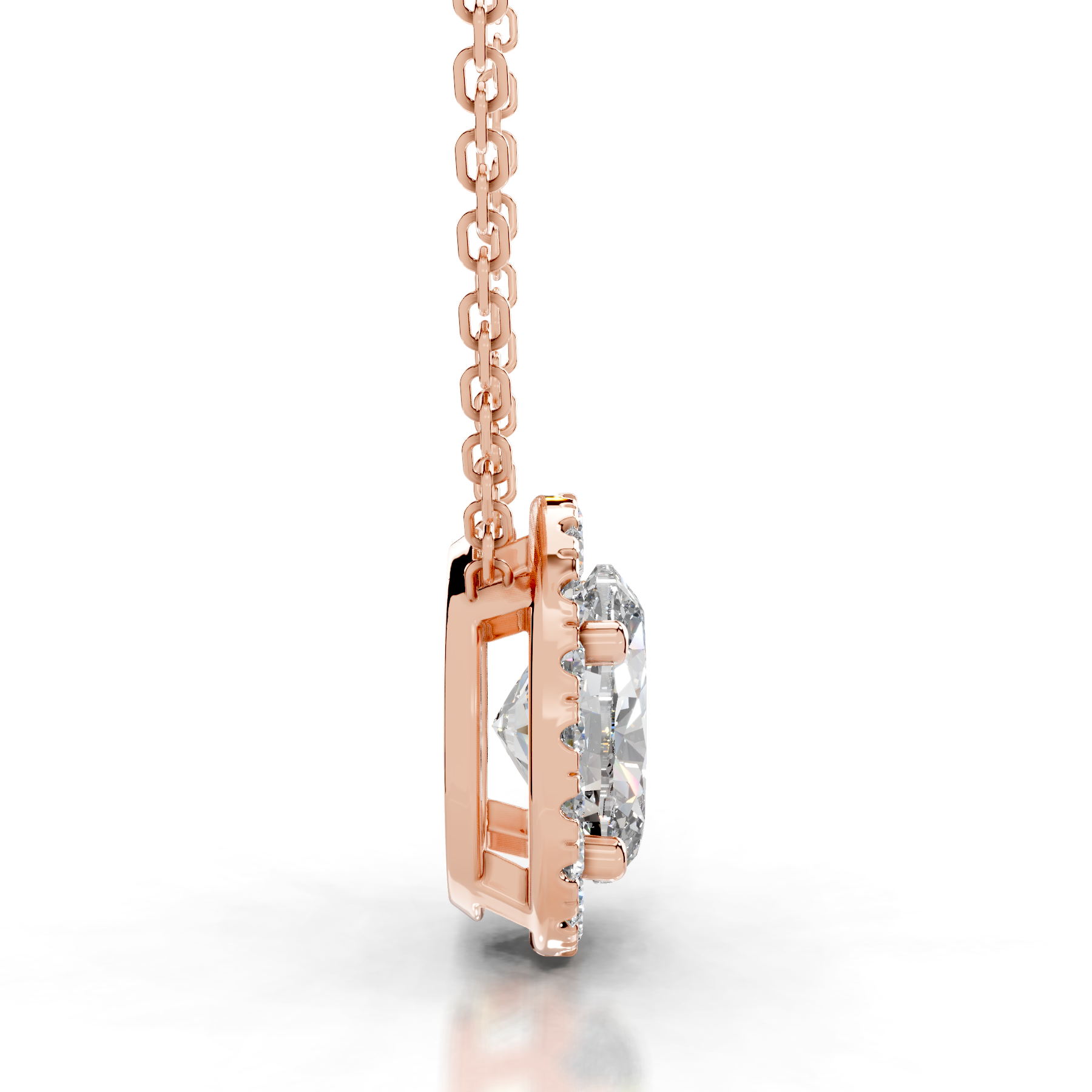 Manon Lab Grown Diamond Halo Pendant (2.25 Carat) -14K Rose Gold、mySite、hinf8tx79