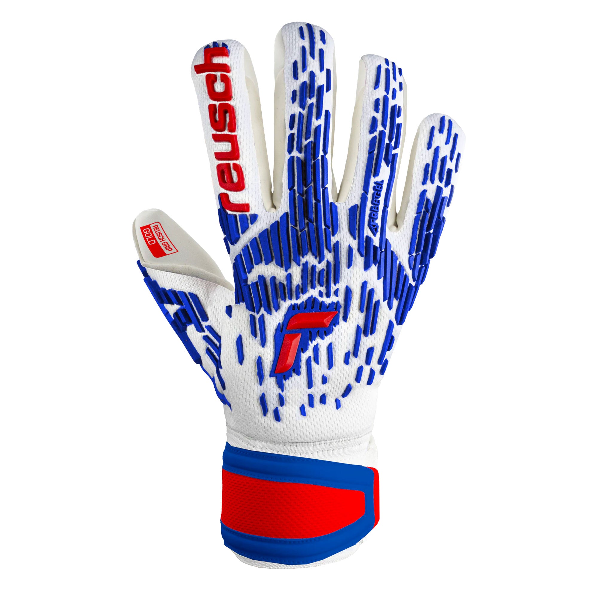 Reusch Men's Attrakt Freegel Gold Sleek Fingersave Goalkeeper Gloves White/Blue、mySite、bottomscart