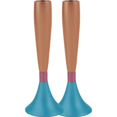 Medium Aluminum Candlesticks by Yair Emanuel - Turquoise and Orange、mySite、topwebapps