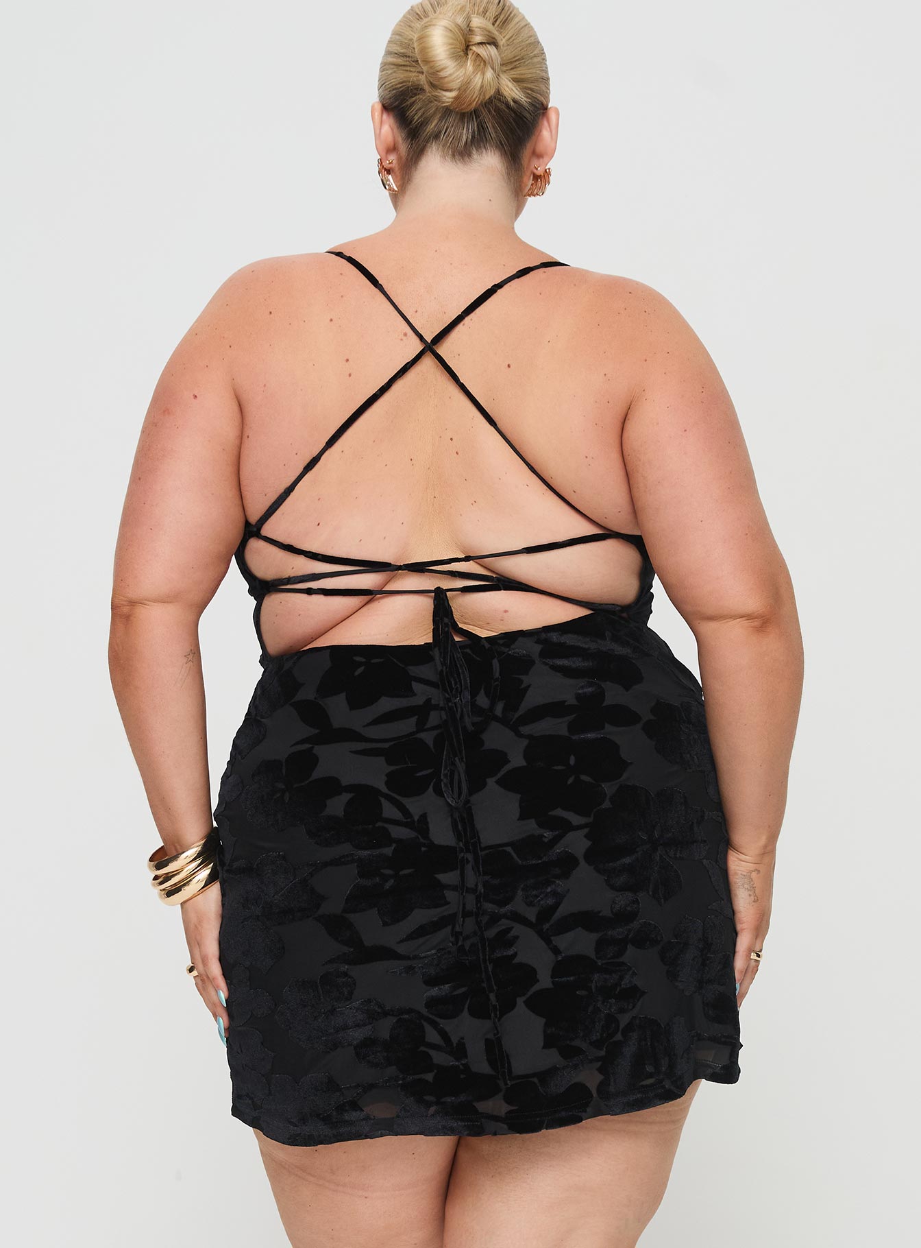 Celena Mini Dress Burn Out Black Curve、mySite、solidvoid