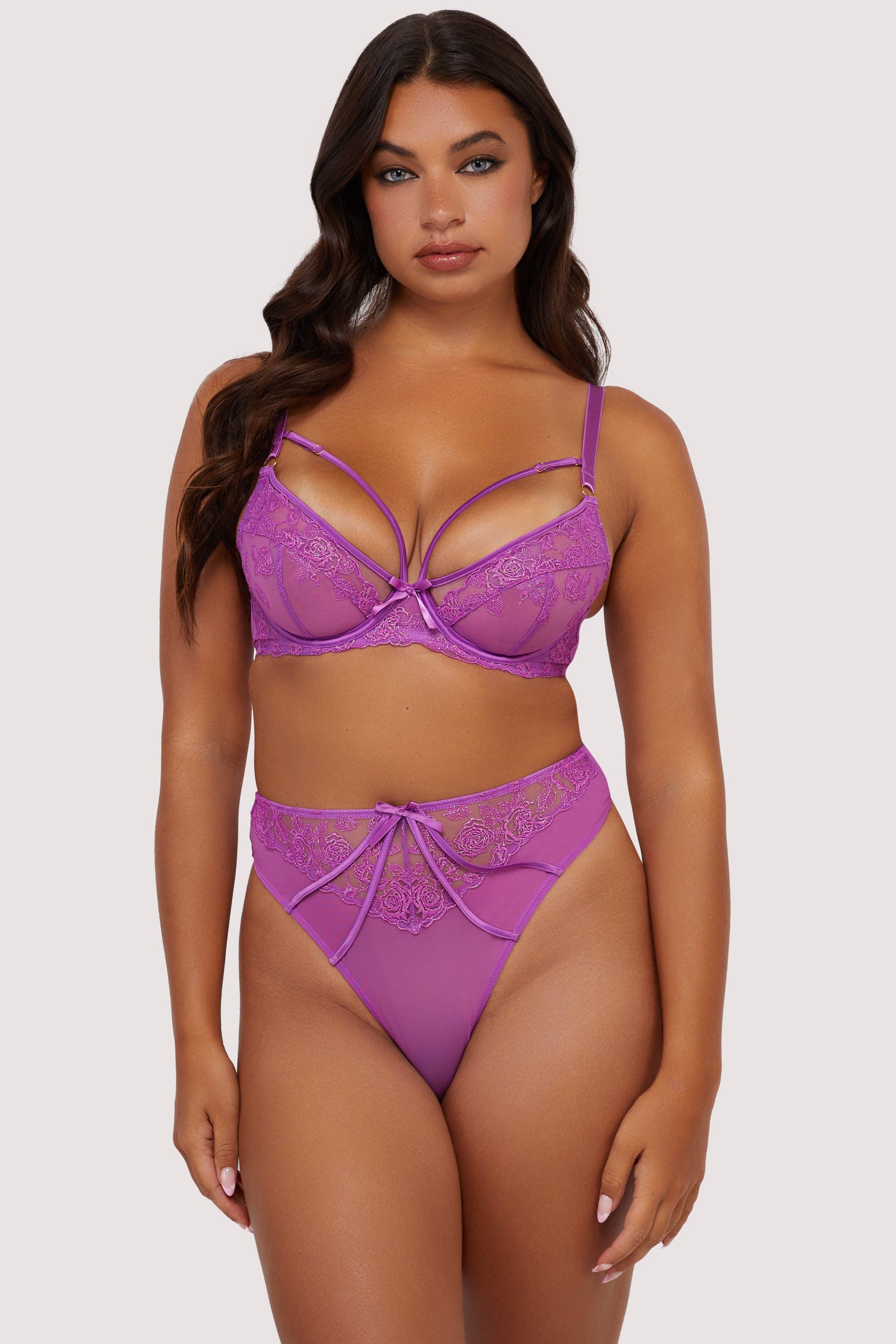 Rosanna Purple Long Line Plunge Bra、mySite、bengalsvssteelers