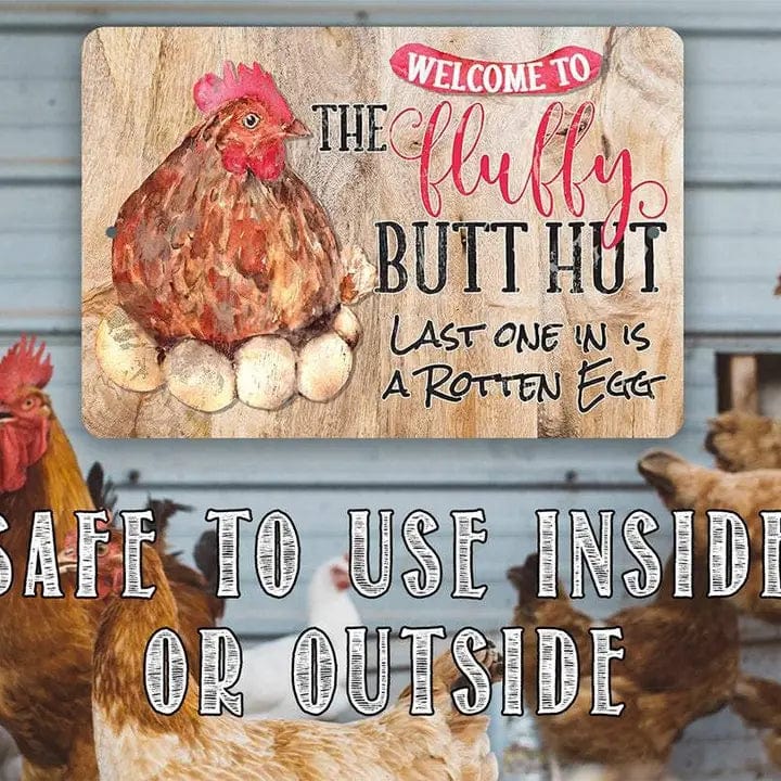 Fluffy Butt Hut - Metal Chicken Sign、mySite、g9winljtr
