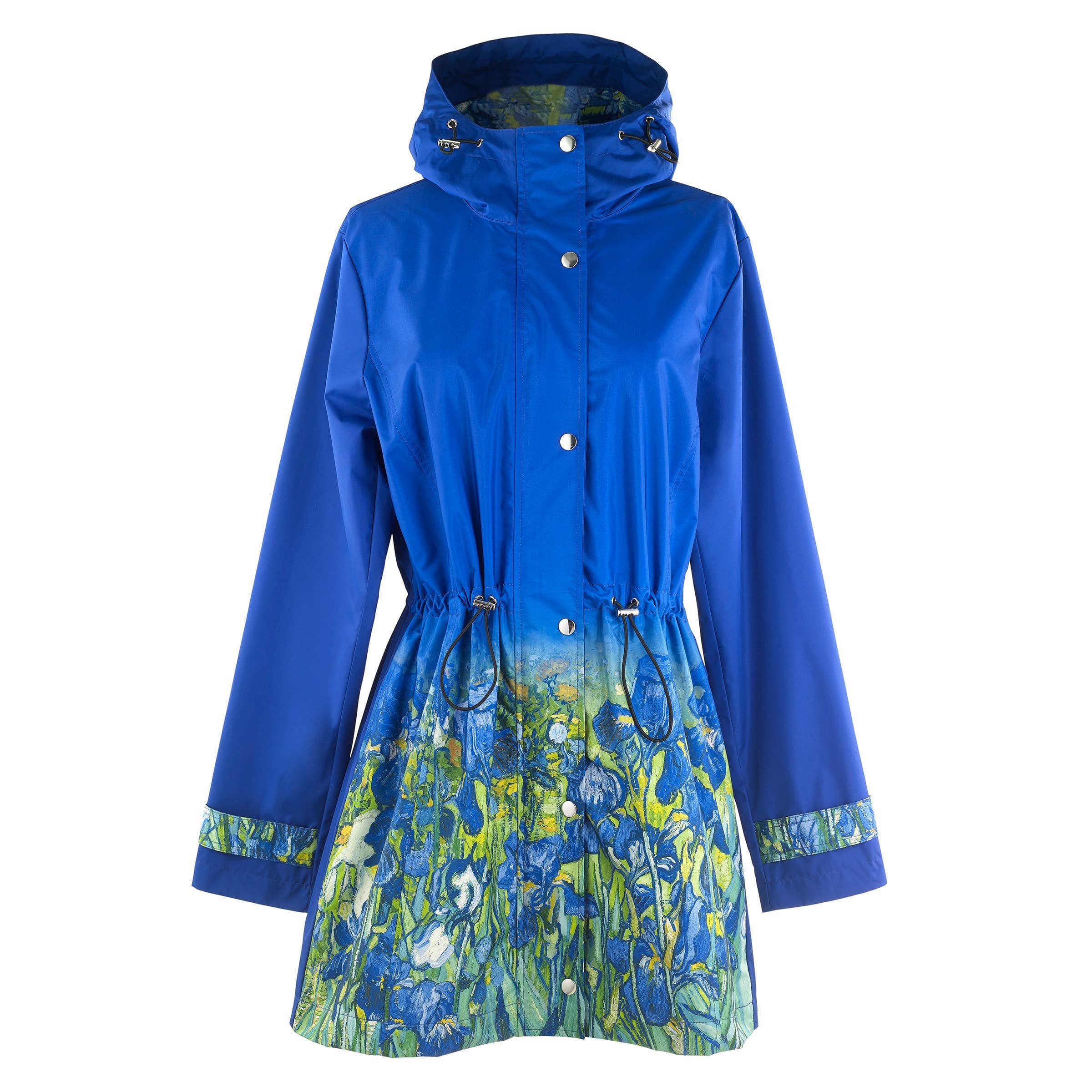 Van Gogh Irises Stunning Blue Rain Jacket for Women、mySite、g9winljtr