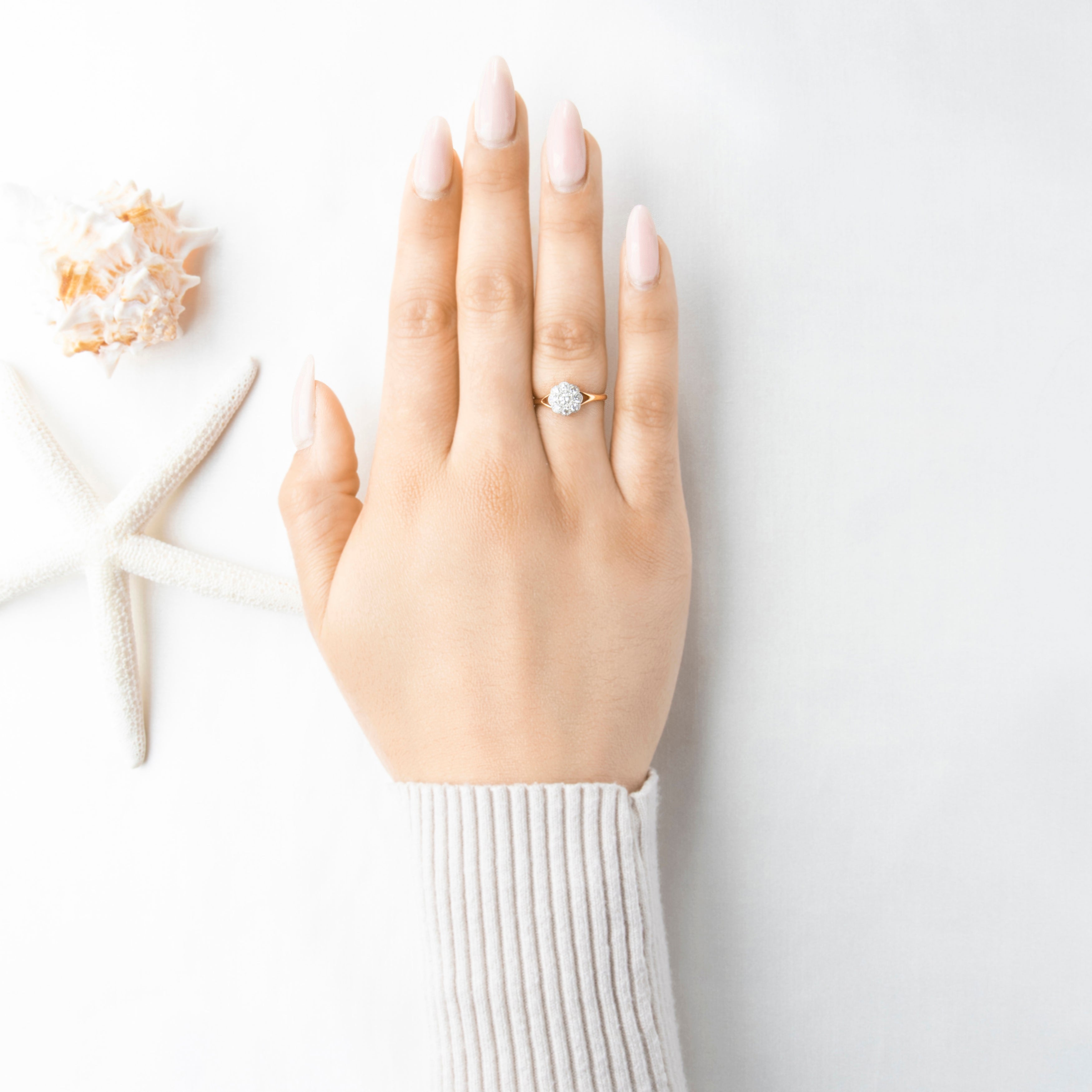 Antique 18k Yellow Gold Platinum .286cttw Diamond Milgrain Floriform Ring 7.00、mySite、hinf8tx79