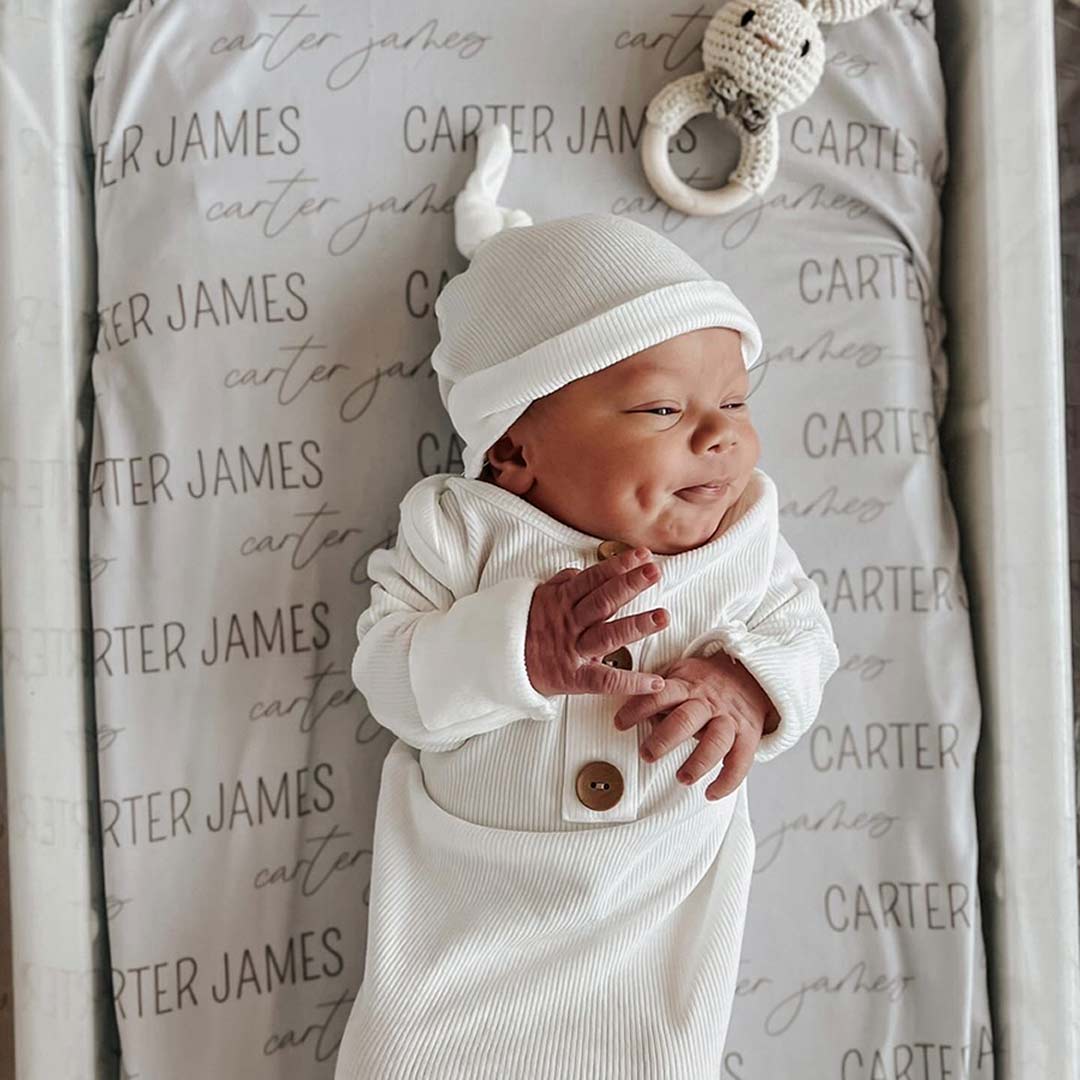  Personalized Taupe Baby Name Swaddle Blanket - Block & Script、mySite、layawaytickets