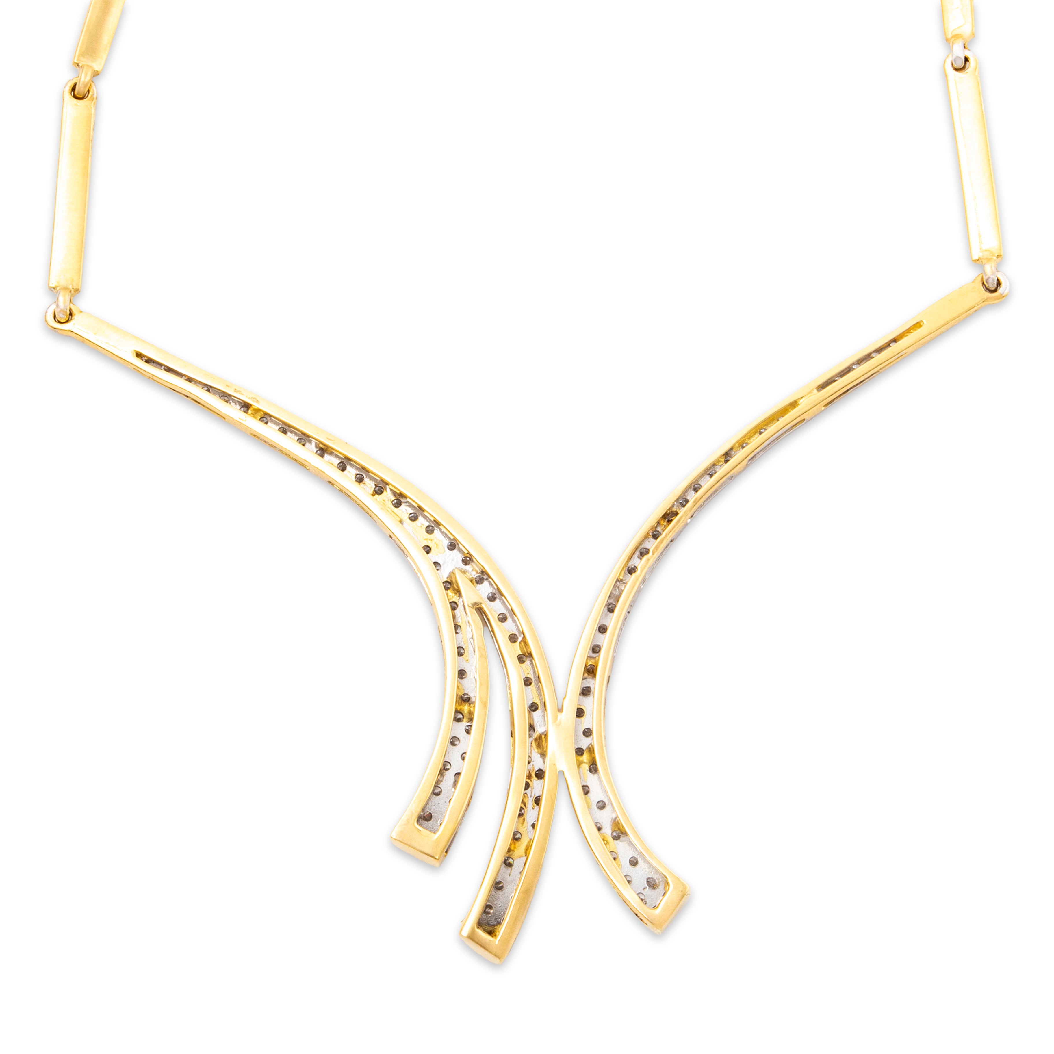 Vintage 18k Yellow Gold 2.50cttw Diamond Avant Garde Statement Necklace 18、mySite、hinf8tx79