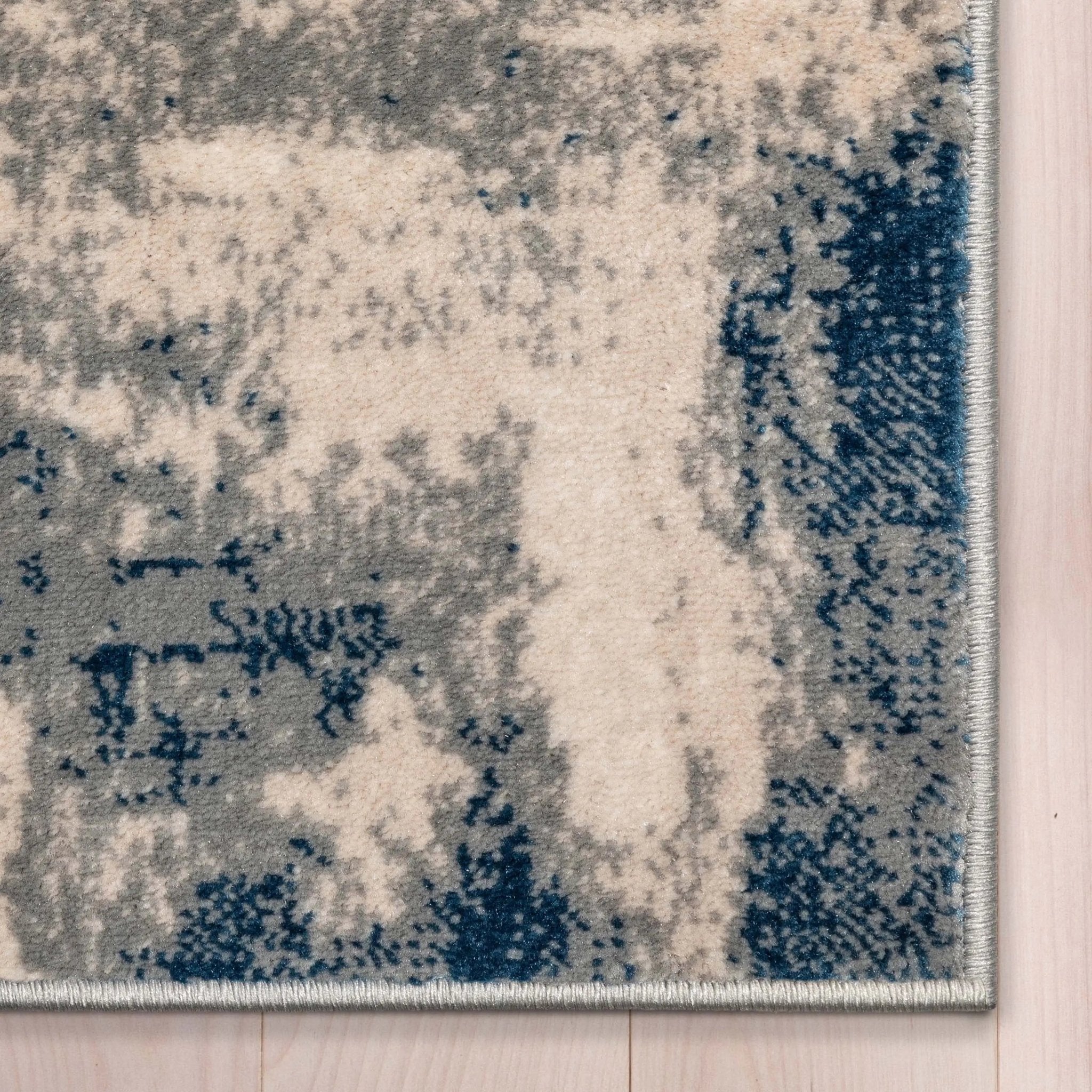 Custom Size Runner Kalia Abstract Modern Grey Blue 27 Inch Wide x Choose Your Length Hallway Runner Rug、mySite、gigharbornorthrealestate