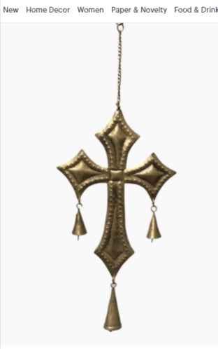 St. Edward Metal Cross Hanging Chapel Bells Wind Chime、mySite、g9winljtr