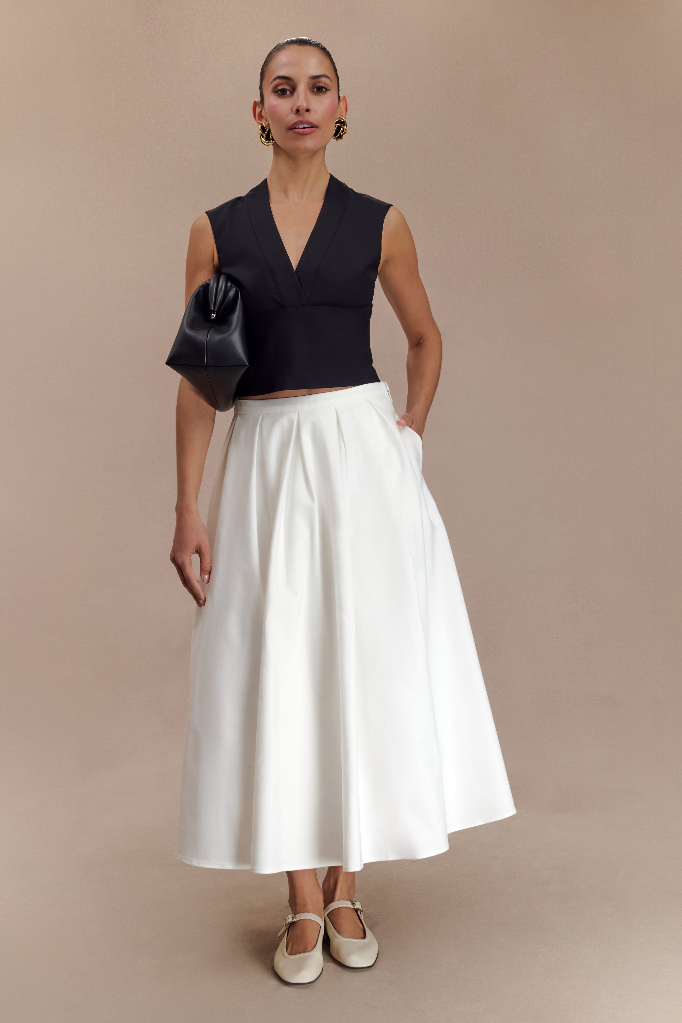 Jemima Sleeveless Cross Over Top - Black、mySite、solidvoid