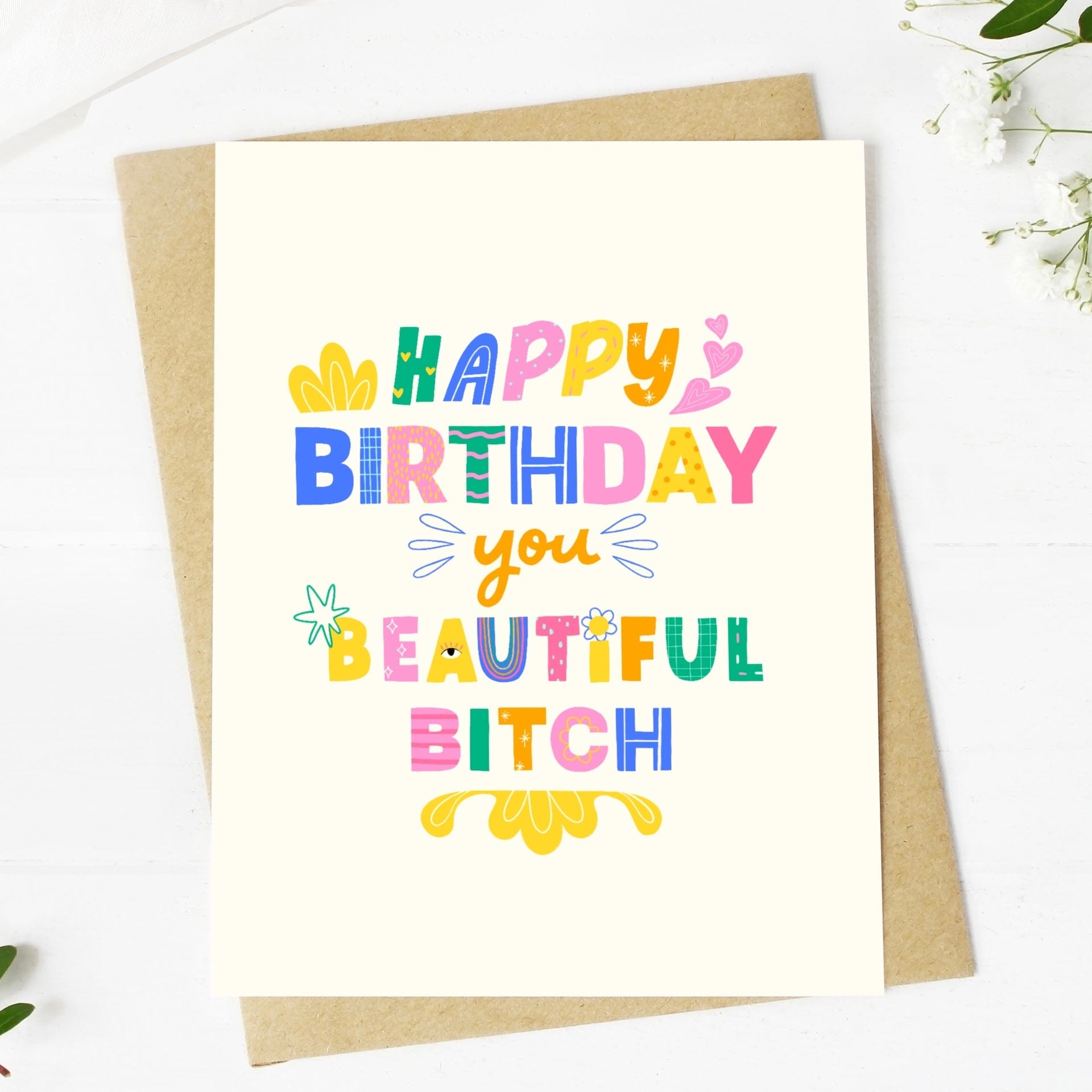  Happy Birthday you Beautiful Bitch Greeting Card、mySite、ghnorth