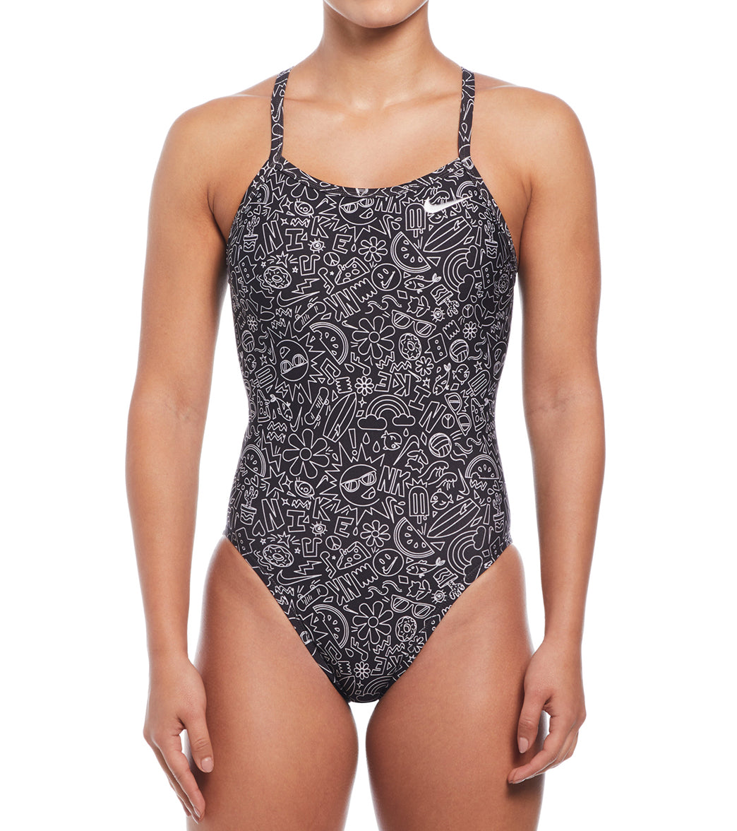 Nike Women's Hydrastrong Multi Print Racerback One Piece Swimsuit、mySite、noshort