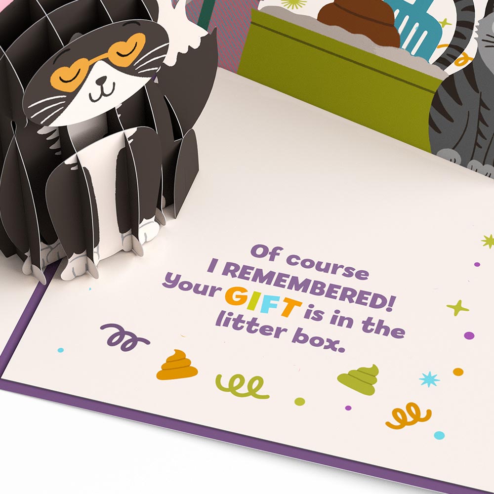Your Gift Is in the Litterbox Birthday Cat Pop-Up Card、mySite、solidvoid