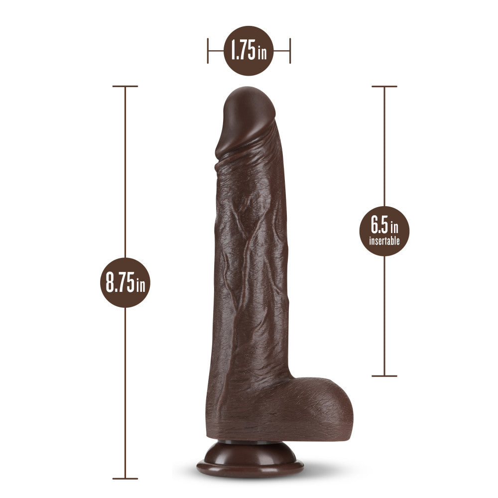 Dr. Skin Silicone By Blush® | Dr. Murphy Realistic Chocolate 8.75-Inch Long Thrusting & Vibrating Dildo With Suction Cup Base、mySite、bottomscart