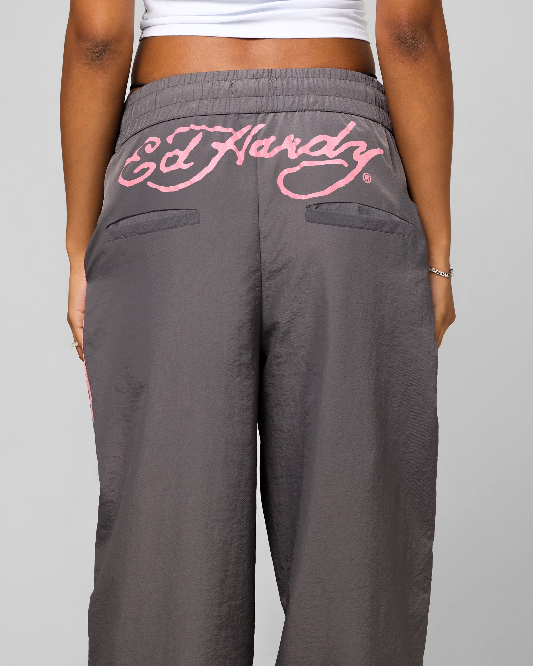 Ed Hardy Women's Nylon Sports Pant Grey/Pink、mySite、zt4zffjzw