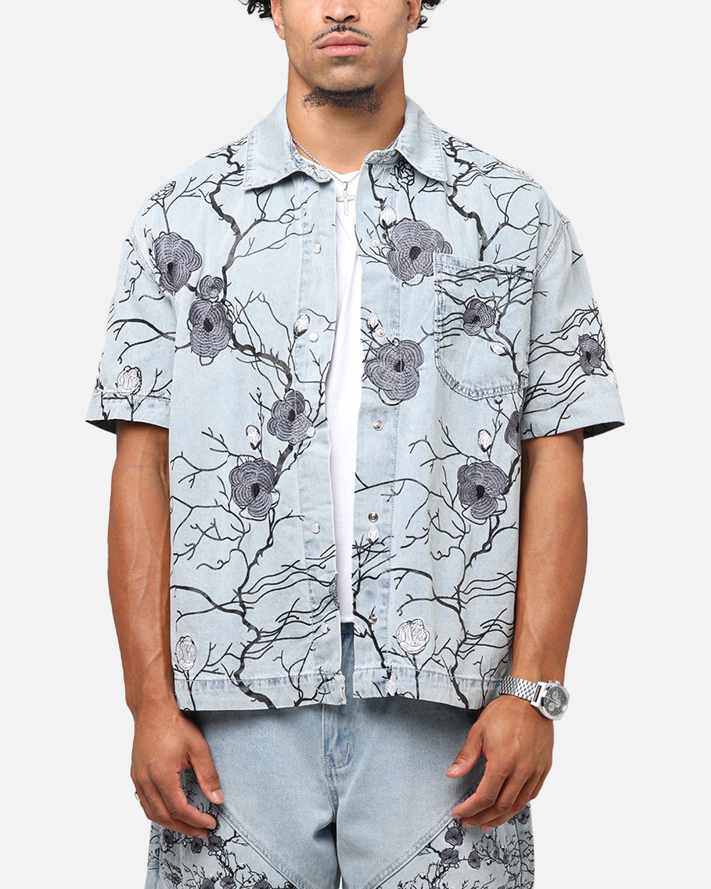 Saint Morta Poison Ivy Boxy Denim Shirt Mid Blue、mySite、zt4zffjzw