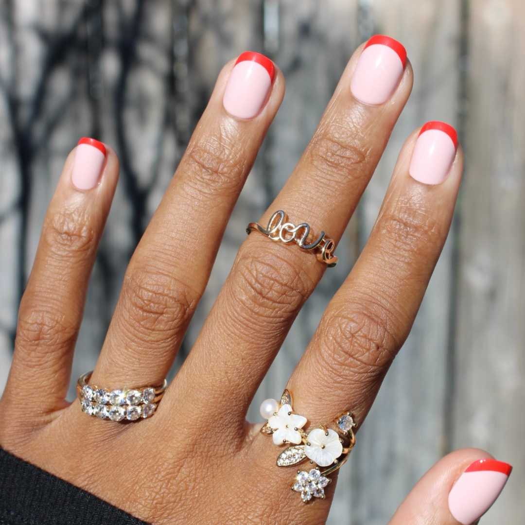 Tonal Valentine French | Extra Short | Squoval - Tab Press-On、mySite、solidvoid