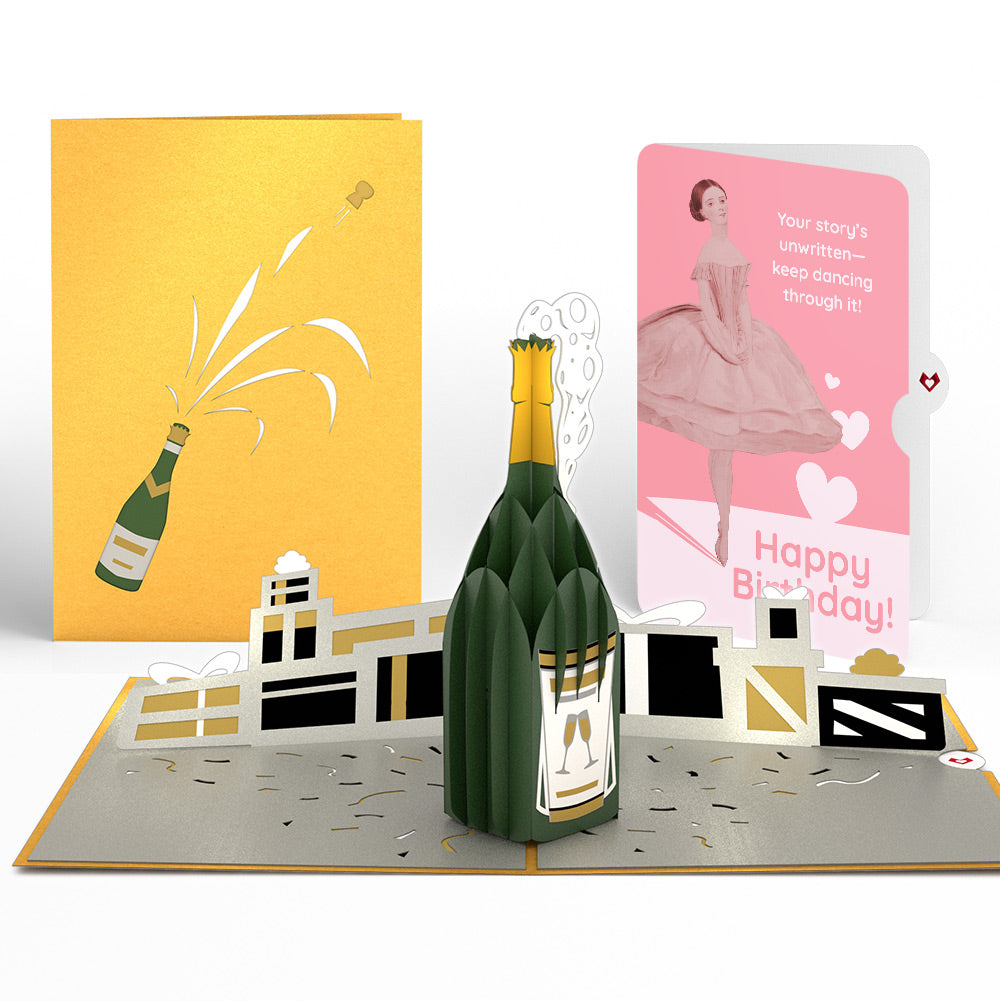 Champagne Celebration Birthday Pop-Up Card and Dancing Through Life Sentiment Set、mySite、solidvoid