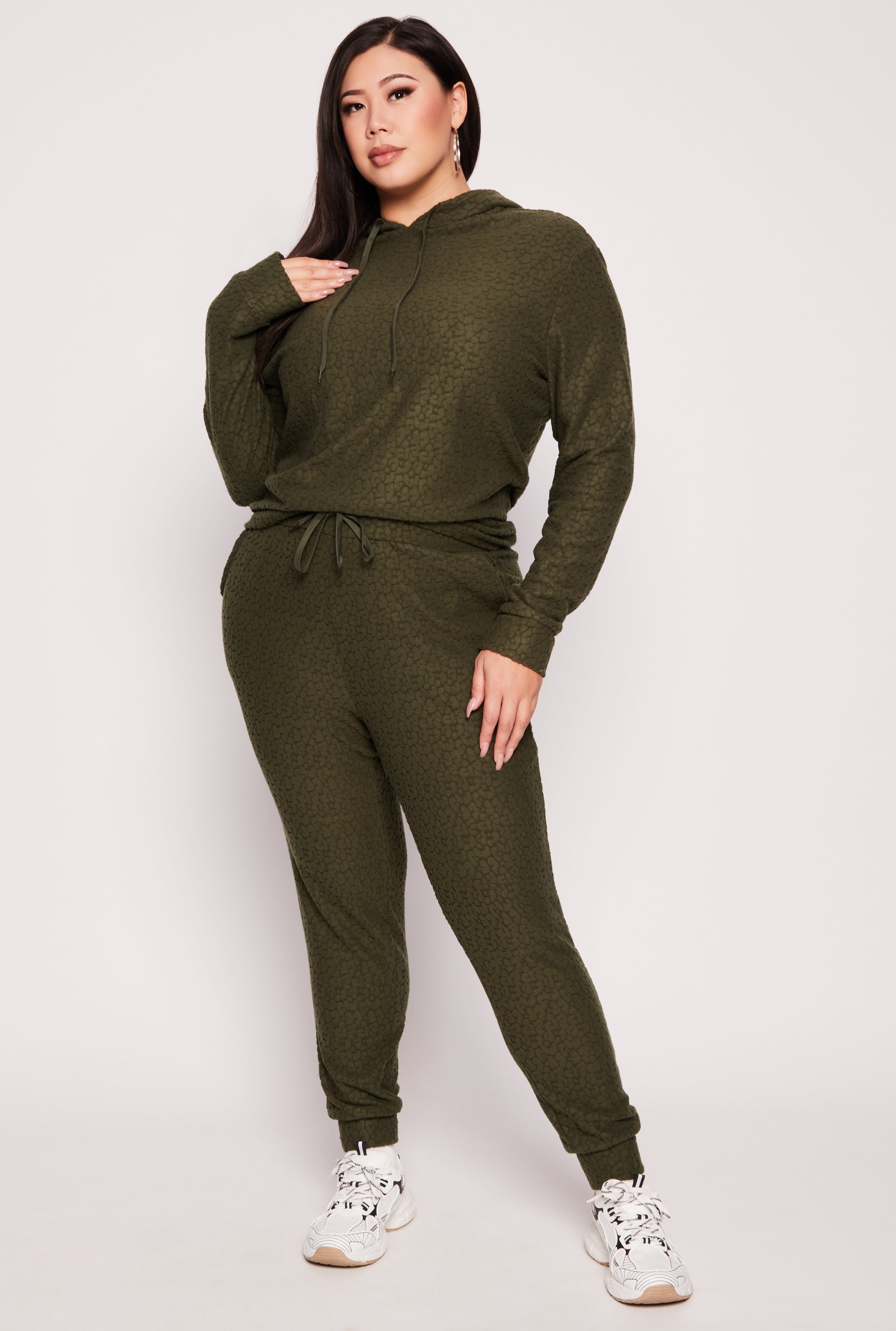 Plus Size Leopard Textured Knit Joggers、mySite、camillekostekn