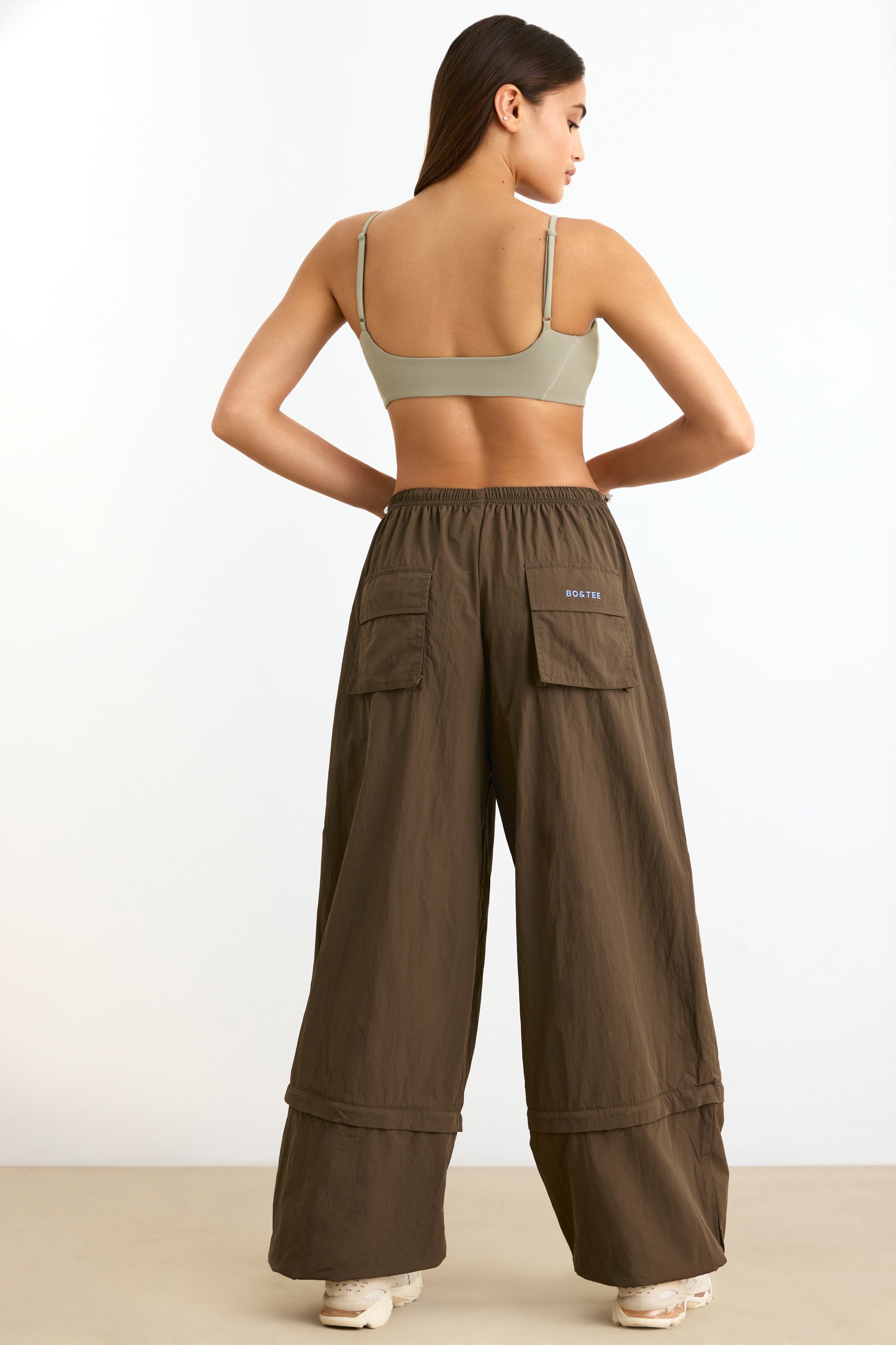 Convertible Wide Leg Track Pants in Espresso、mySite、solidvoid