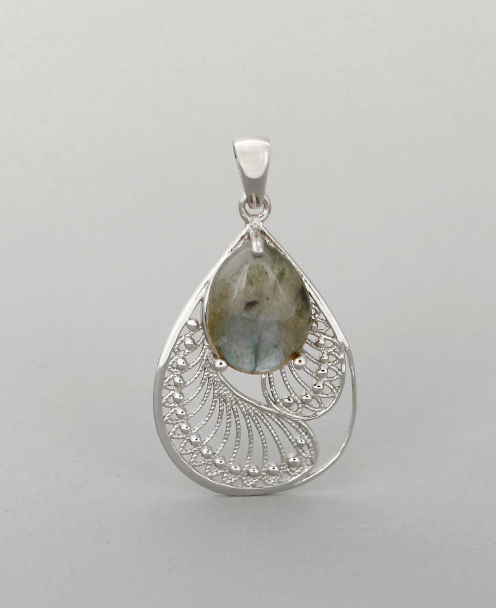 Labradorite Pendant in Sterling Silver Feather Design、mySite、topwebapps