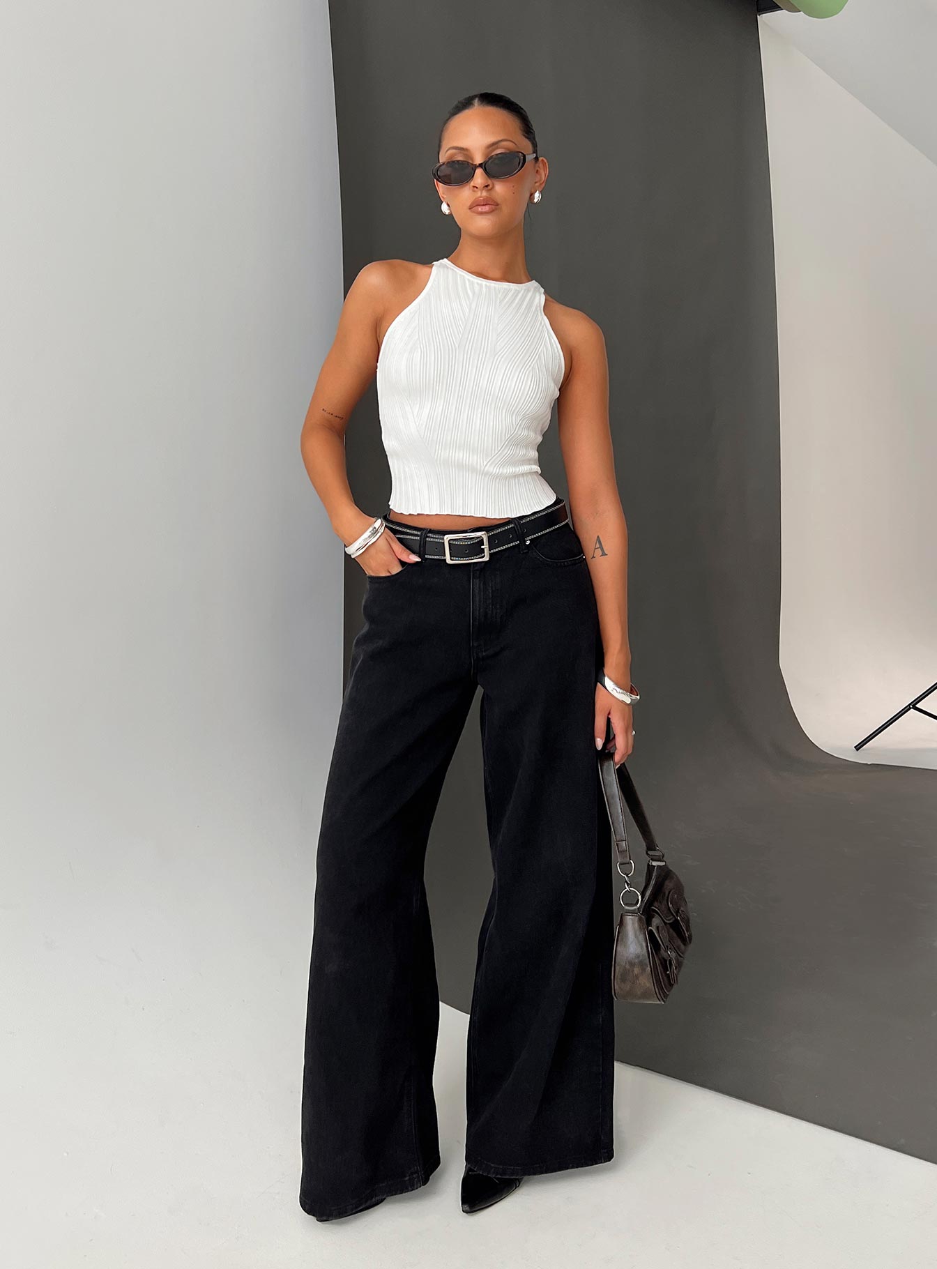 Ishita Knit Top White、mySite、solidvoid