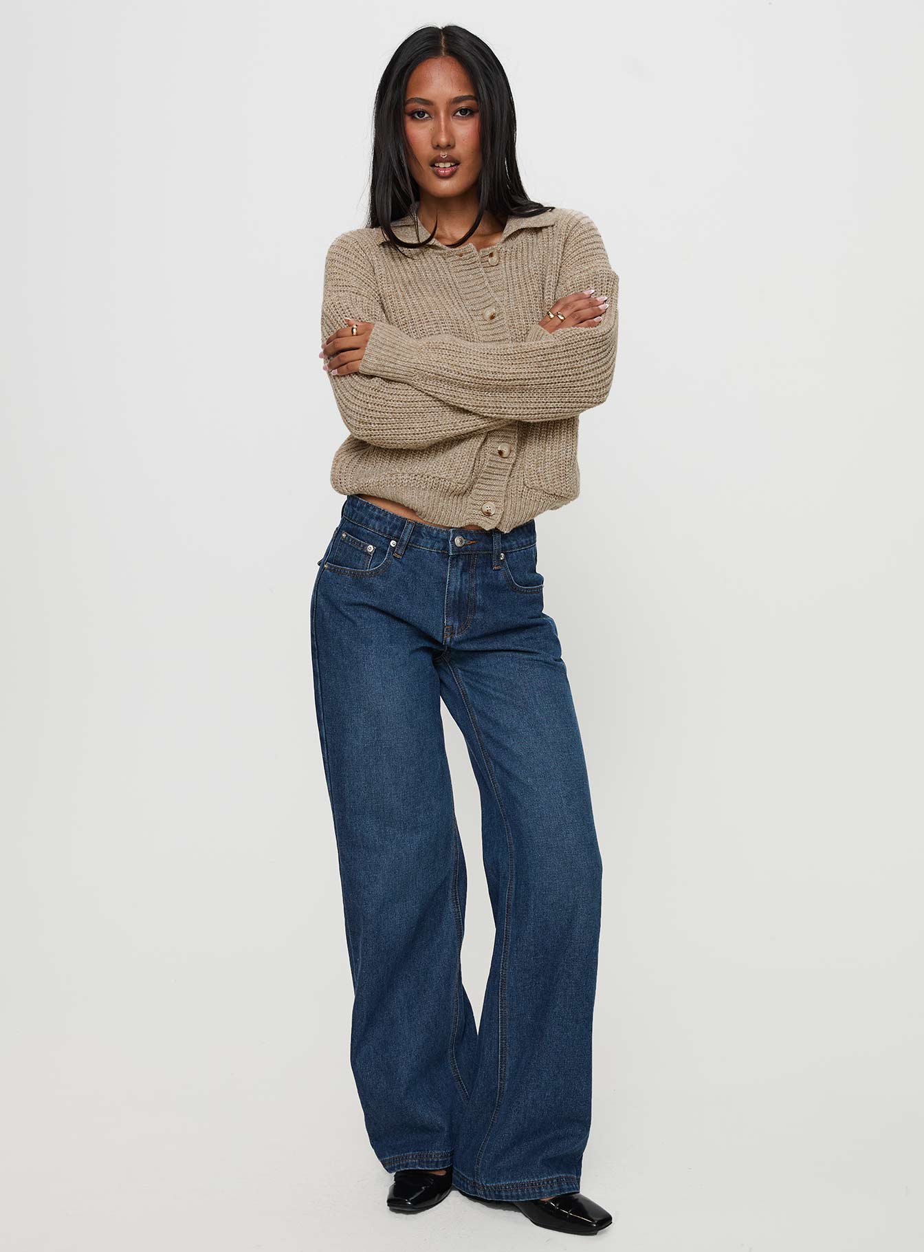 Darcel Button Up Knit Cardigan Mocha、mySite、solidvoid