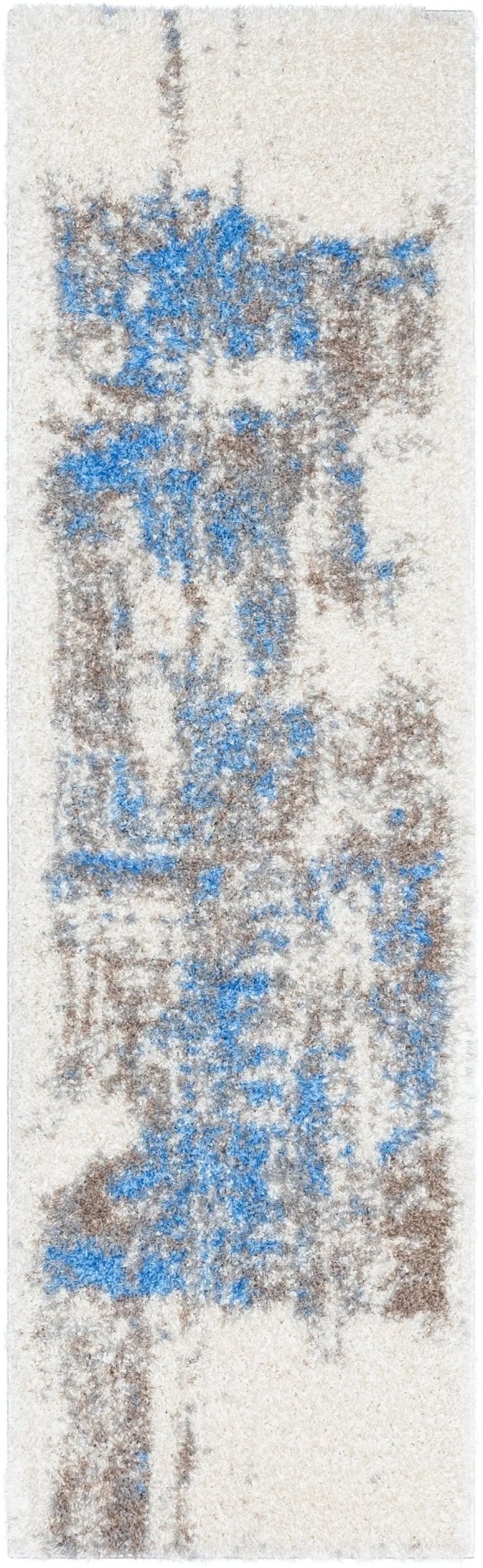 Sariah Modern Abstract Ivory Blue Shag Rug、mySite、gigharbornorthrealestate
