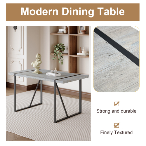 Rustic Industrial Rectangular Wood Dining Table For 4-6 Person, With 1.5" Thick Engineered Wood color Tabletop and Black Metal Legs,Desk For Kitchen Dining Living Room, 55.1" x 31.4"x 29.9"1529W115172、、casual