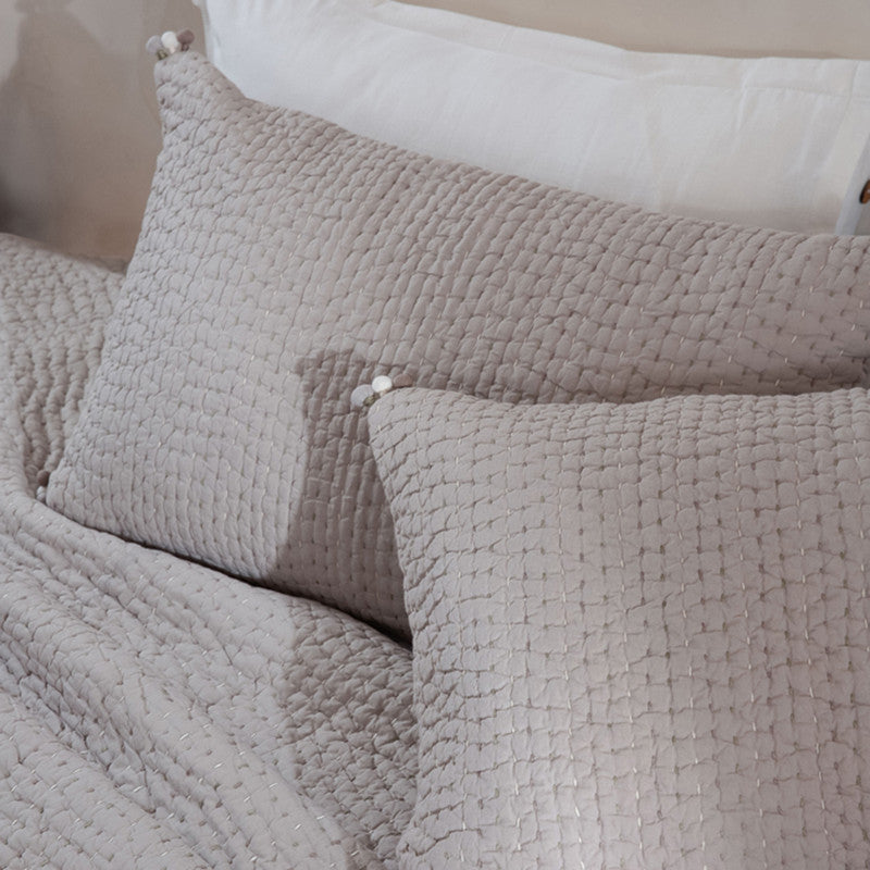 Cotton Bedspread with Pillow Covers | Grey | Reversible | Set of 3、mySite、camillekostekn