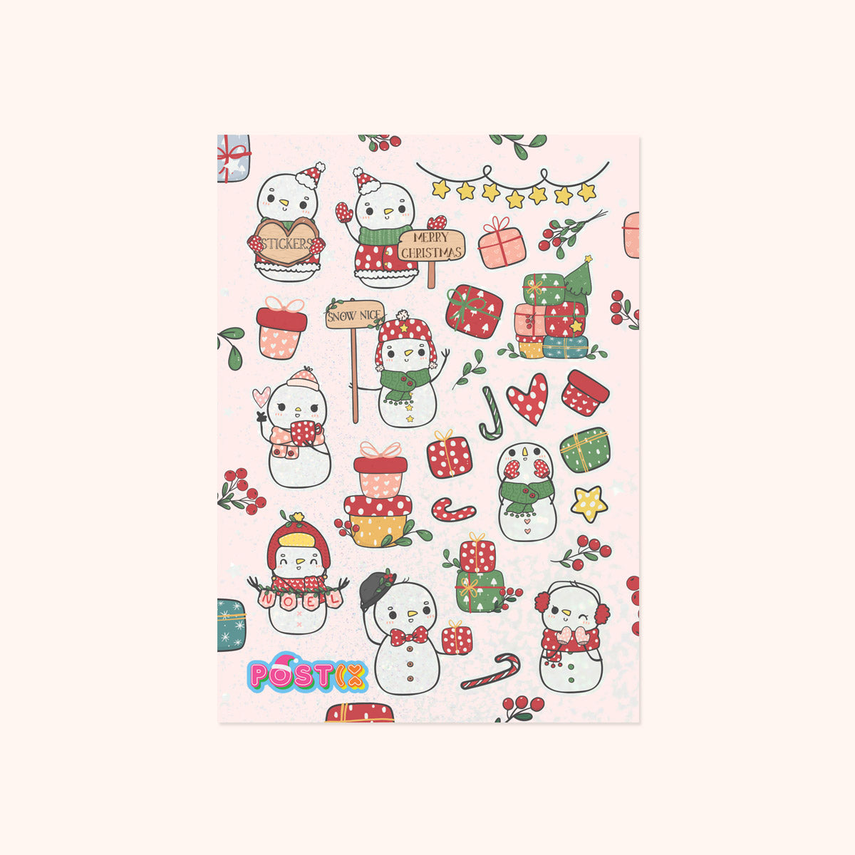  Happy Snowmen Glitter Sticker Sheet、mySite、ghnorth
