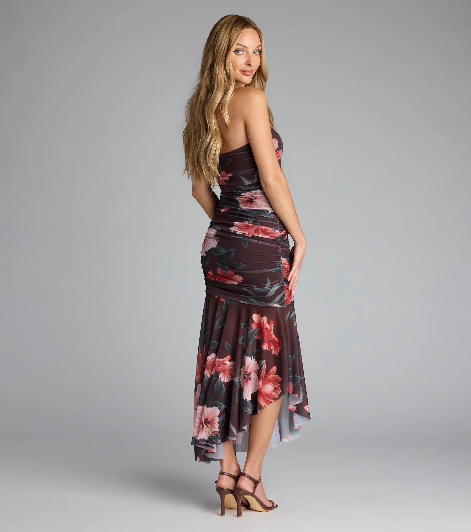  Golden Hour Tropical Floral Mesh Midi Dress、mySite、justintrudeaud