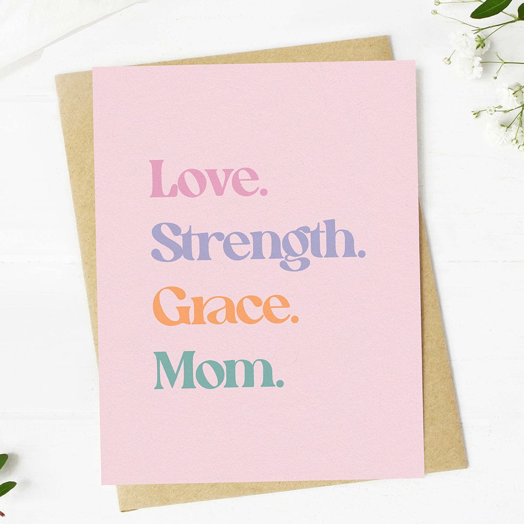  Love. Strength. Grace. Mom Mother's Day Text Card、mySite、ghnorth