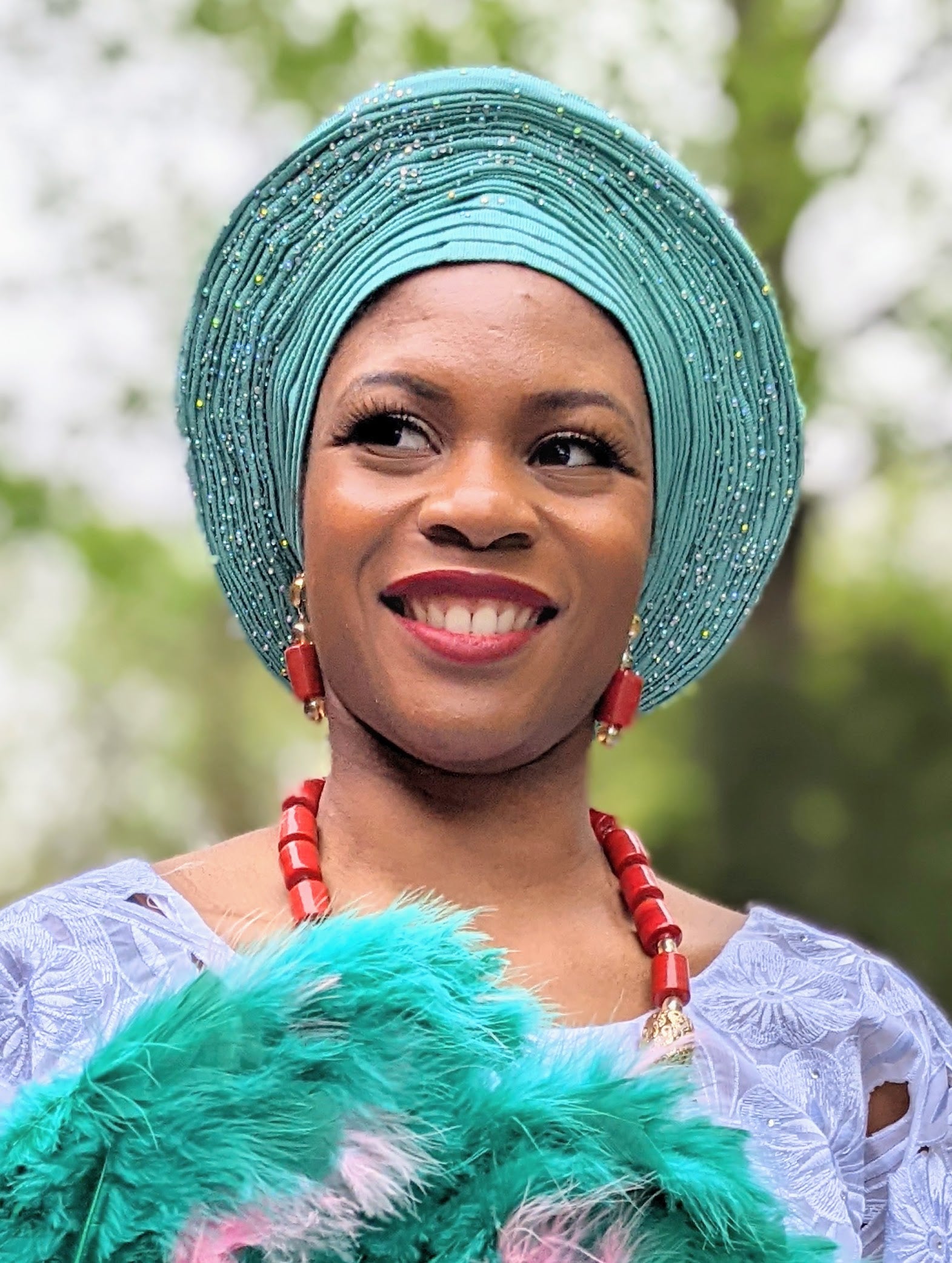 Adjustable Pre-tied Light Green Oghogho African Aso Oke Autogele Head Wrap Hat-DPALGR12、mySite、solidvoid