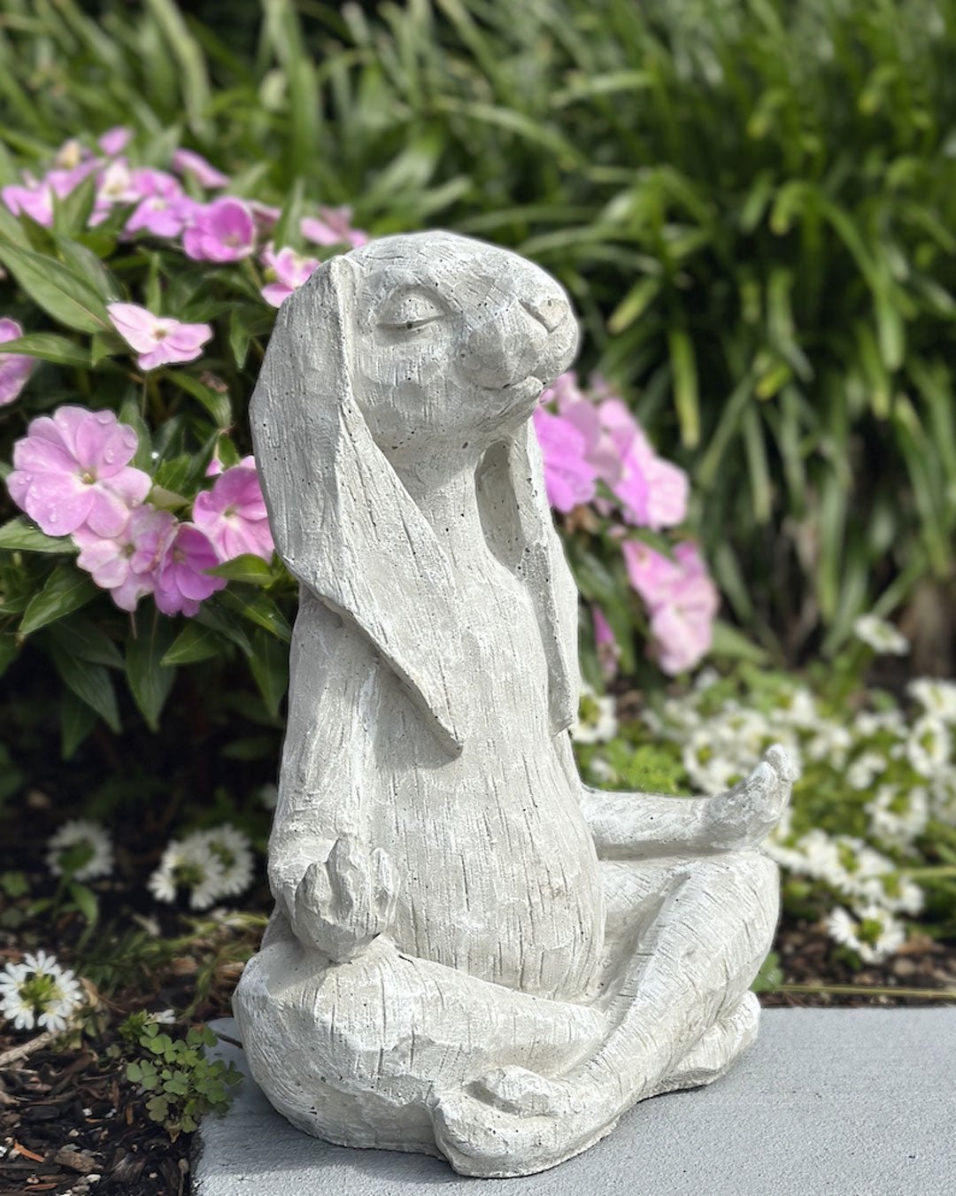 Zen Meditating Karma Yoga Bunny Rabbit Concrete Garden Statue Made in USA、mySite、topwebapps
