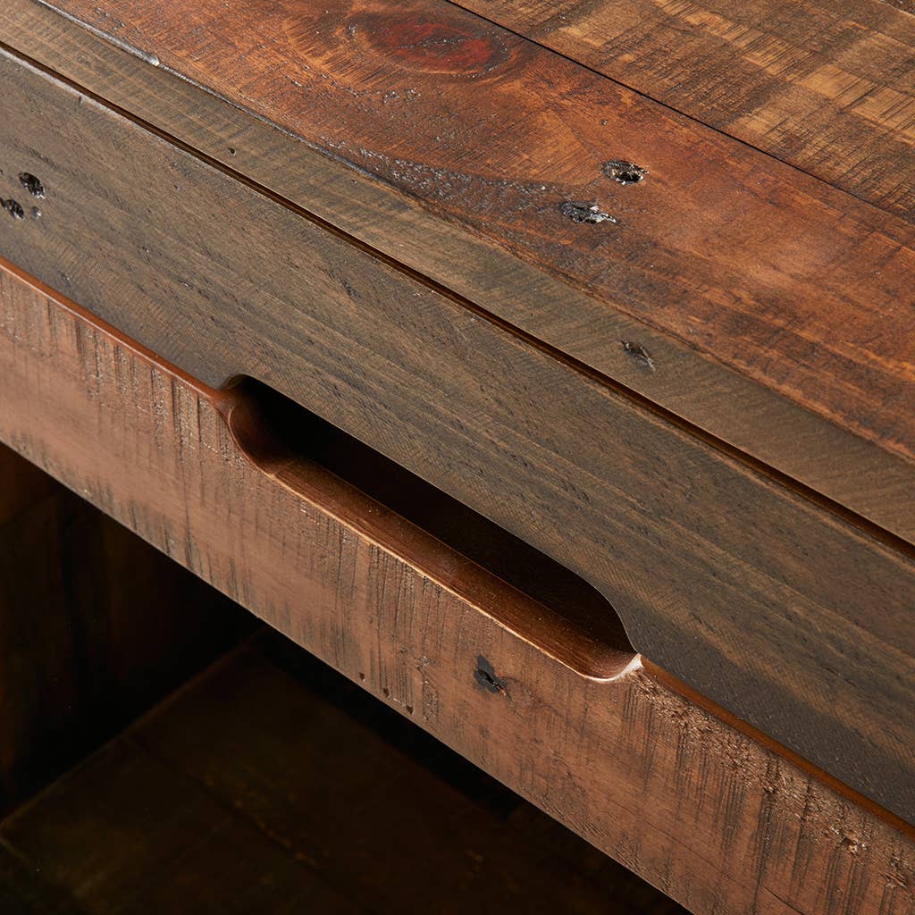 Industrial Rustic Wood Nighstand with Drawer and Storage Solid Wood、mySite、g9winljtr