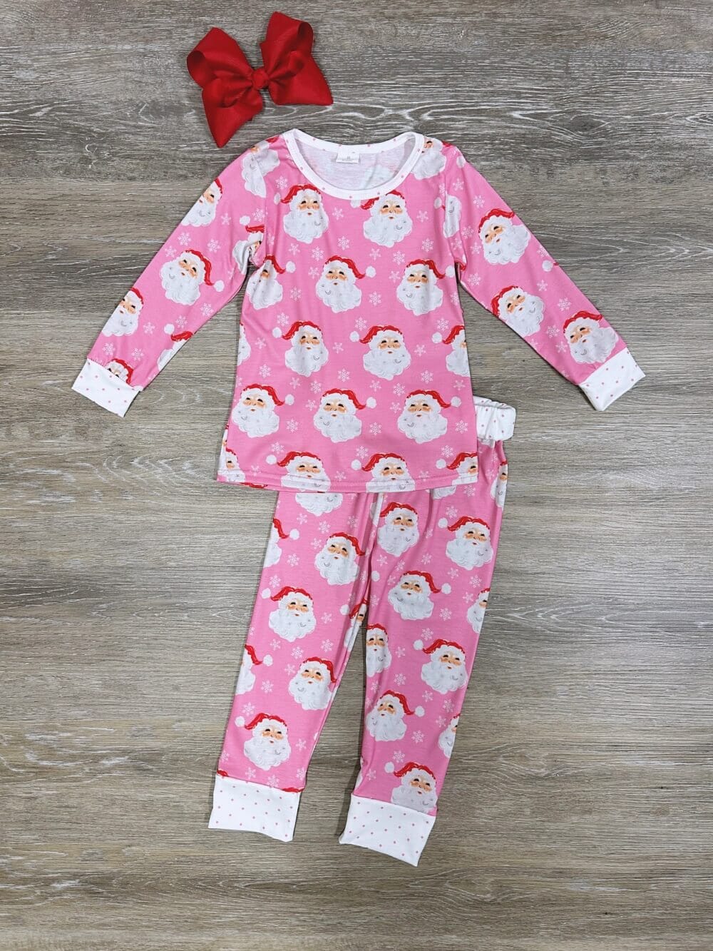 Jolly Old St. Nick Pink Girls Christmas Pajamas、mySite、camillekostekn