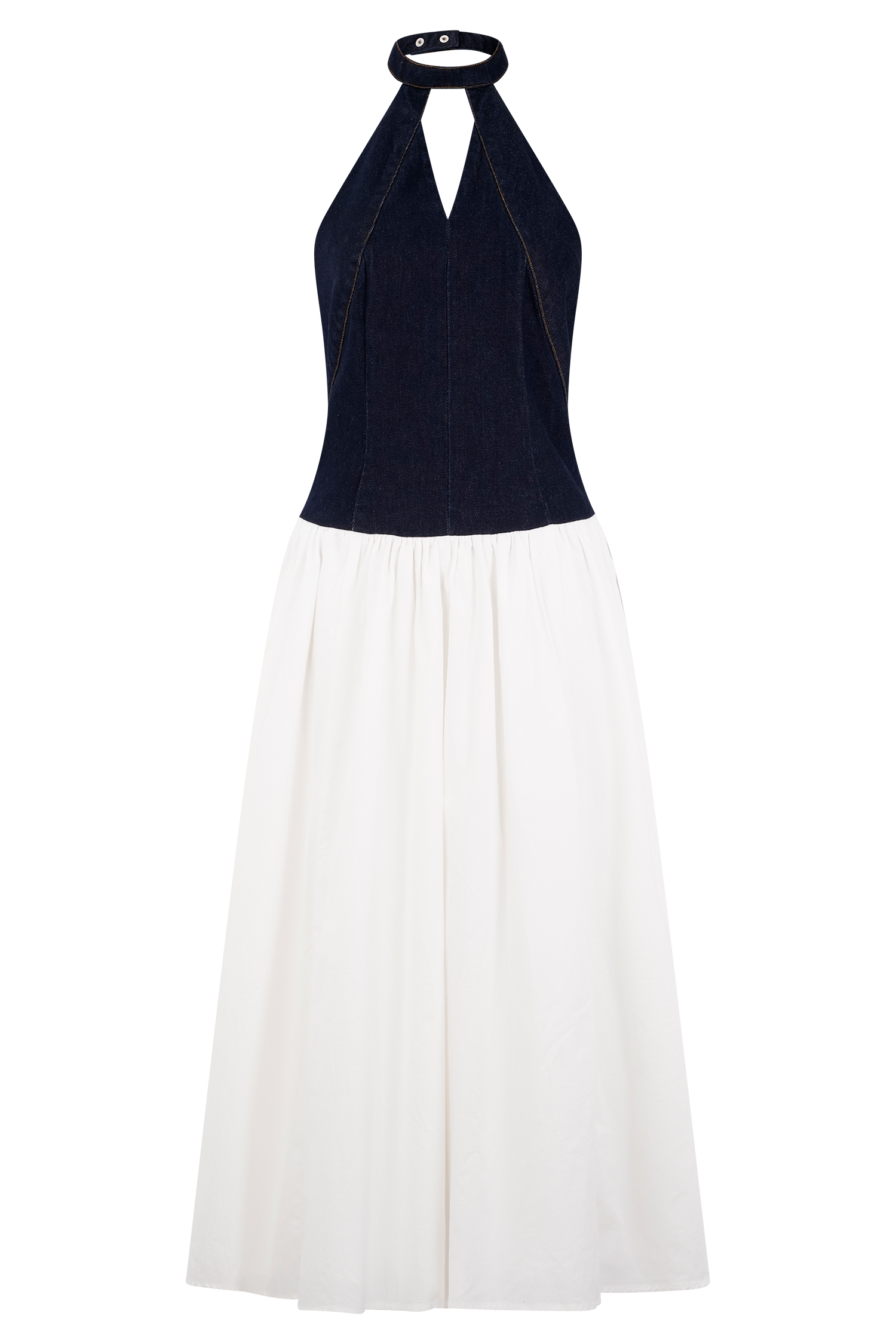 Ashwin Denim Cotton Midi Dress - Indigo Blue、mySite、solidvoid