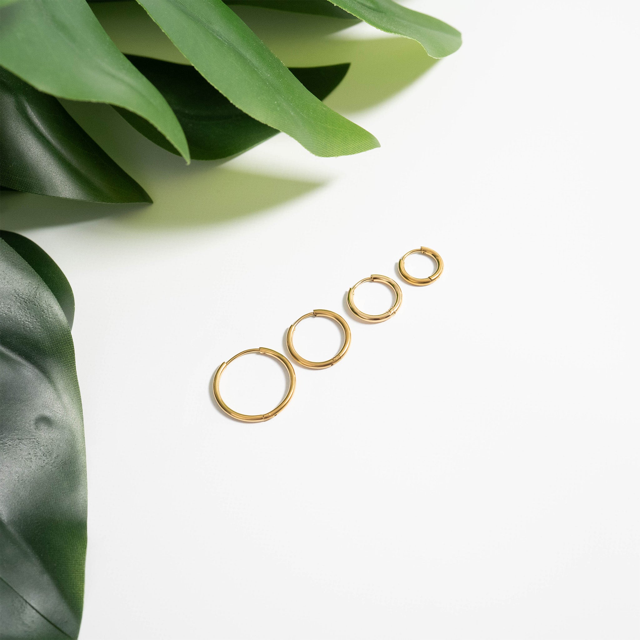 18K Gold PVD Stainless Steel Classic Hoop Huggie Earrings / ERJ0021、mySite、dreamappss