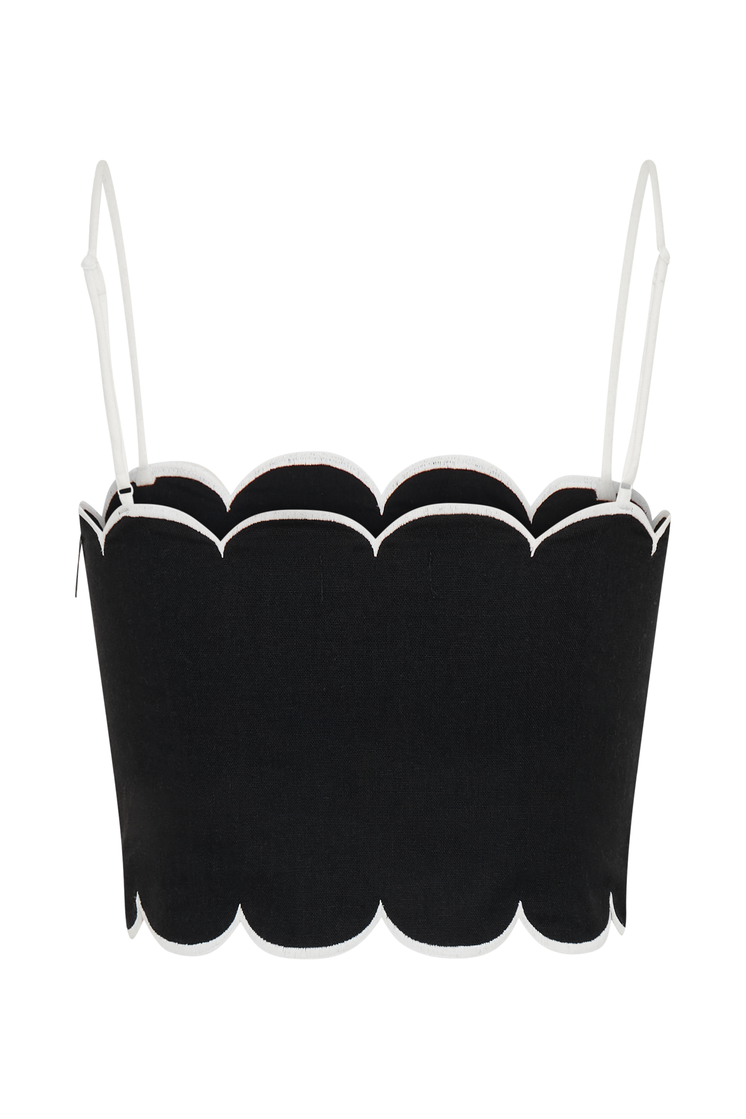 Alessio Scalloped Linen Top - Black、mySite、solidvoid