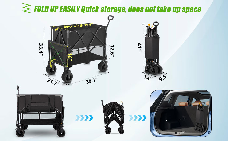Outdoor Utility Cart, Foldable Wagon Cart, Camping Wagon for Adults