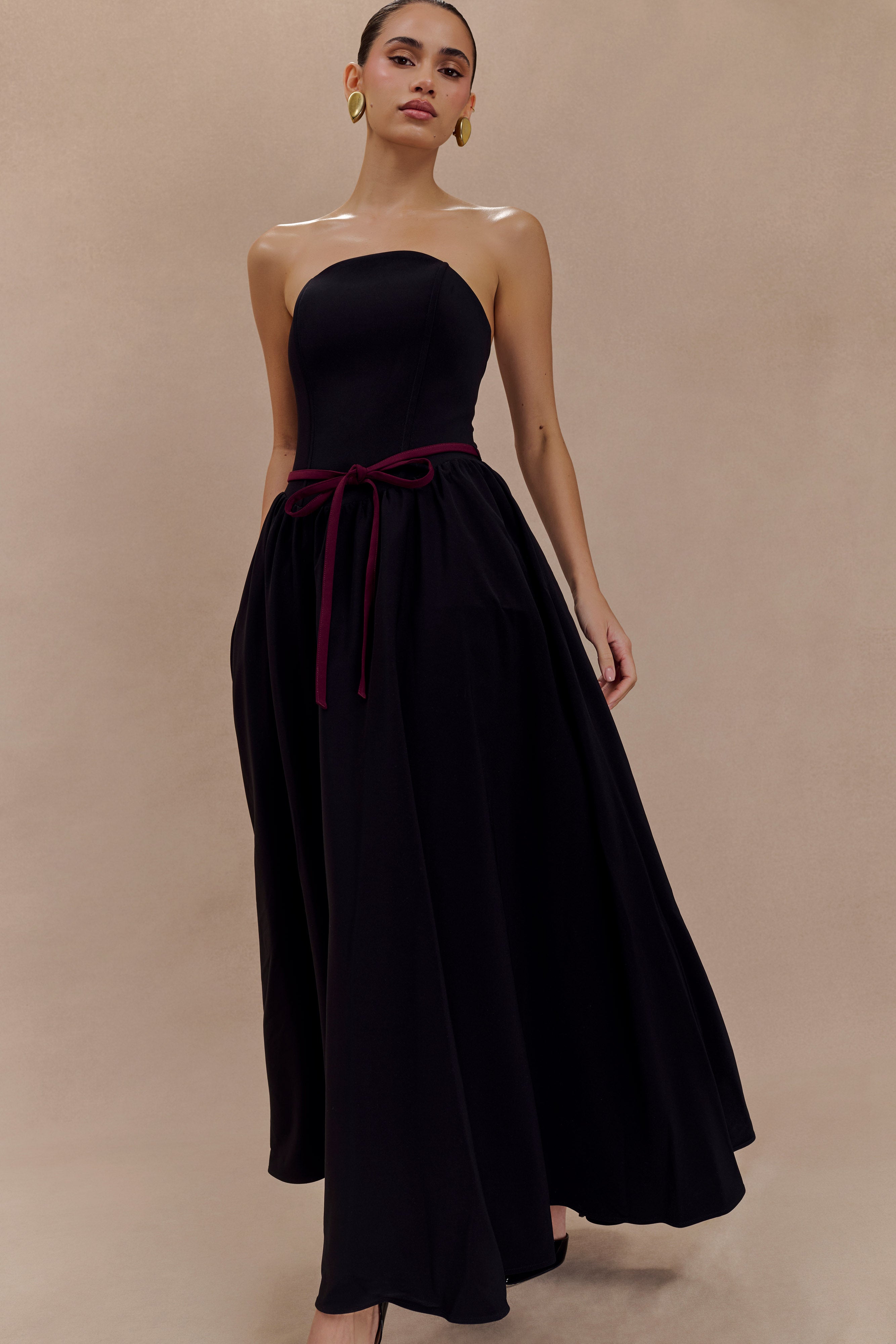 Penny Strapless Contrast Midi Dress - Black & White、mySite、solidvoid