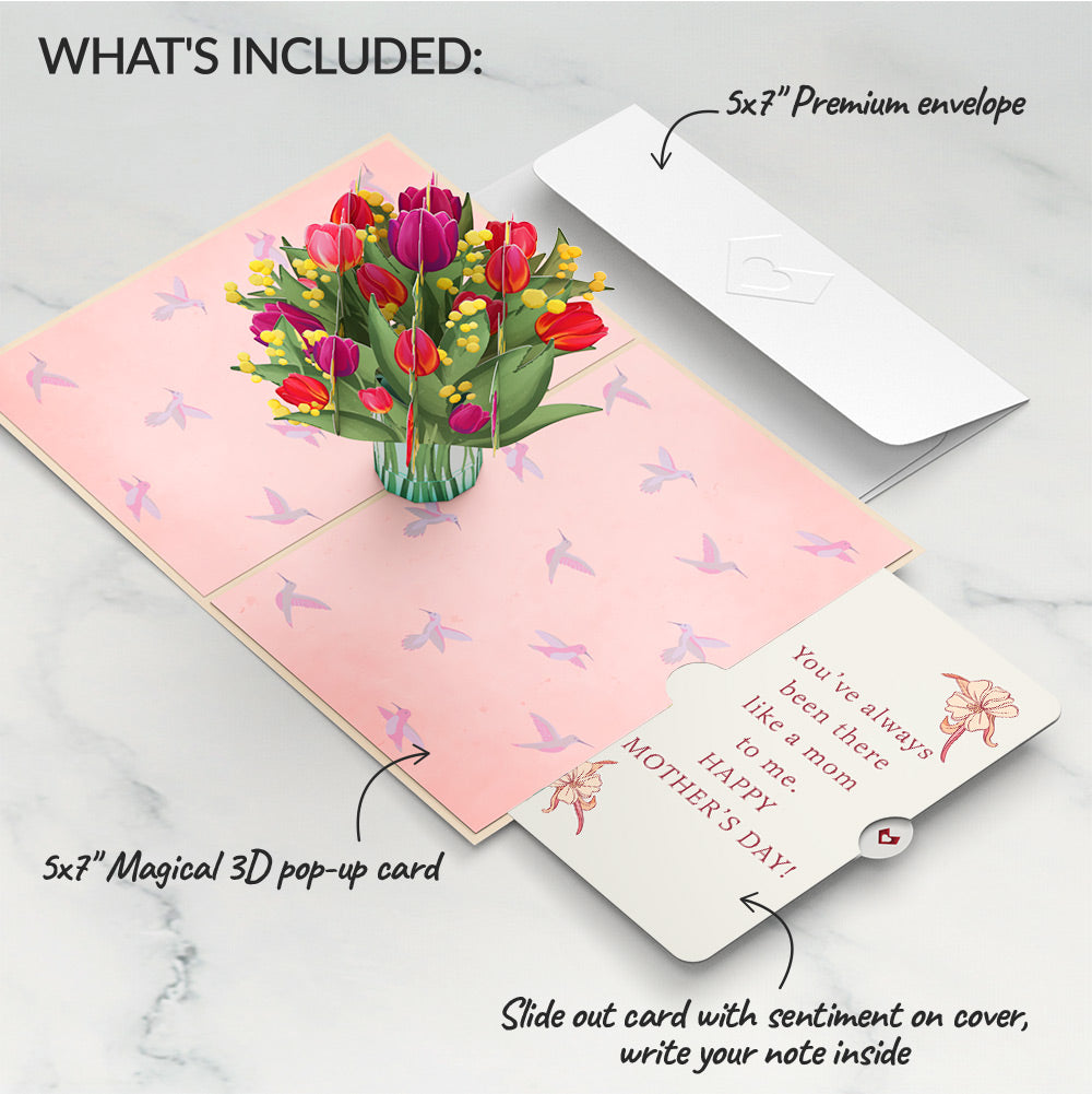 Cheerful Tulips Mother's Day Pop-Up Card and Like A Mom To Me Sentiment Set、mySite、solidvoid