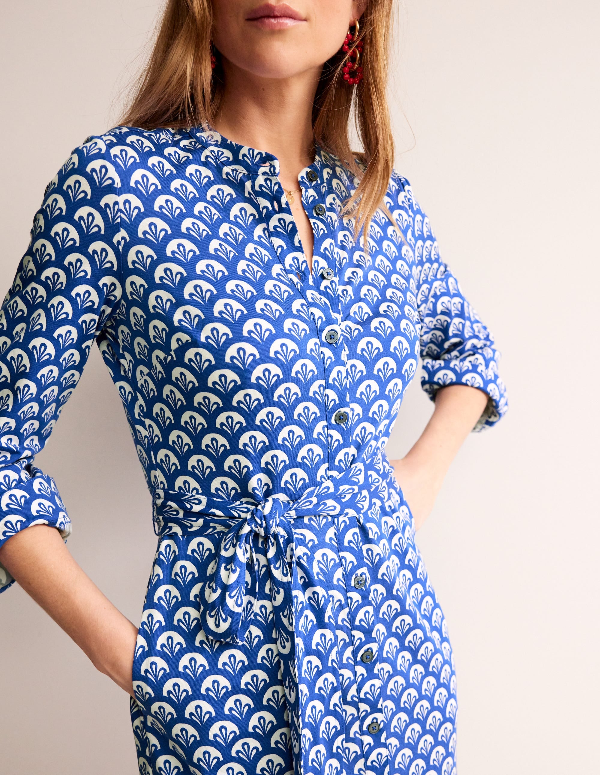  Julia Jersey Shirt Dress-Surf The Web, Foliage Geo、mySite、ashleygrahame