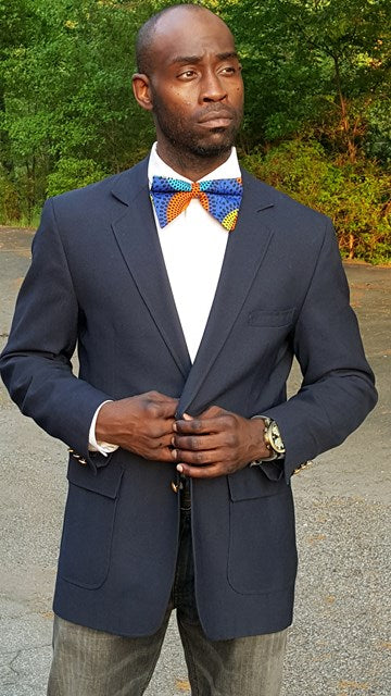 Blue Orange Yellow African Print Bow Tie-DP3828BT、mySite、solidvoid